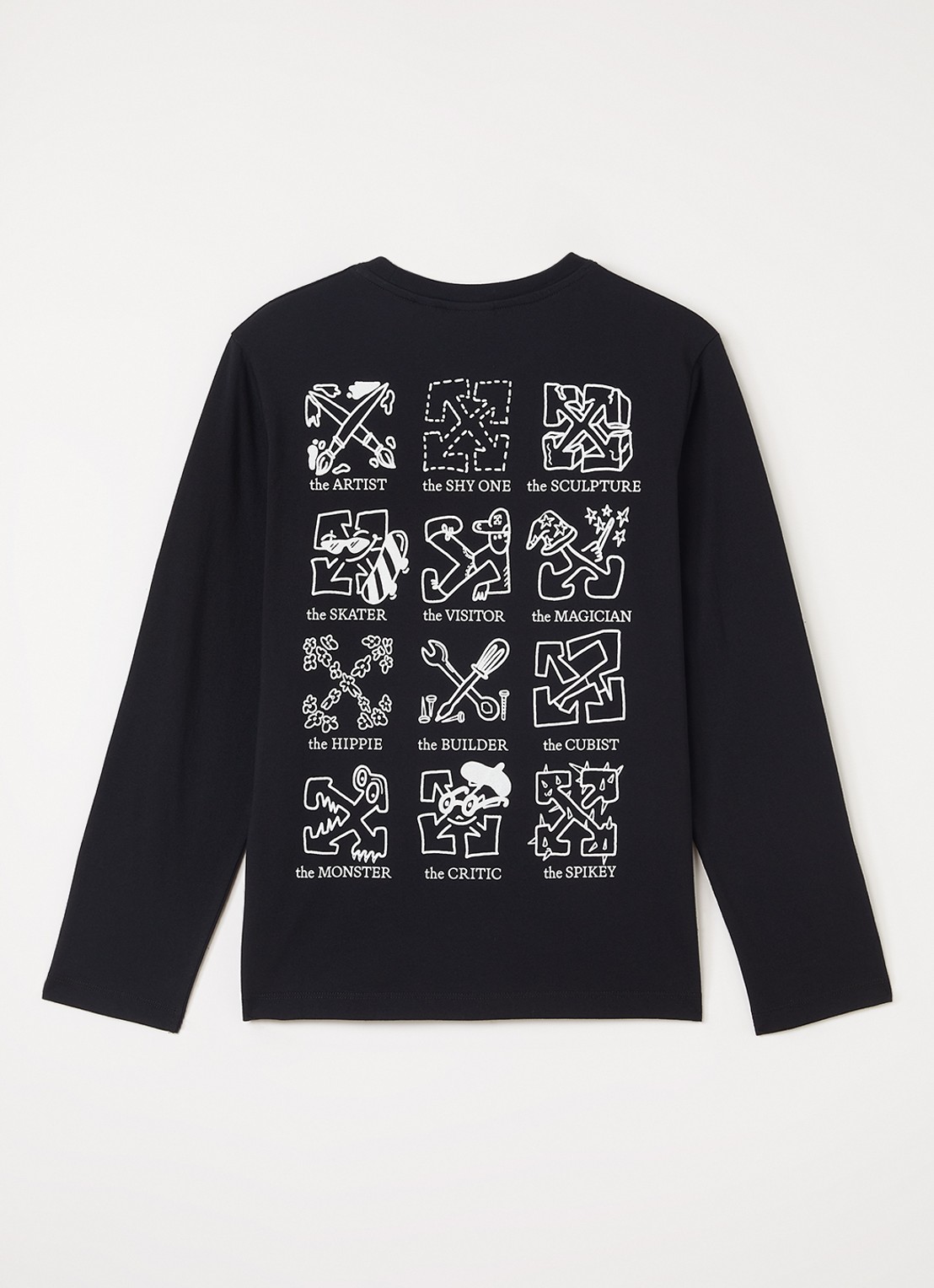 Off-White Longsleeve met logo- en backprint - voorkant 2 zwart