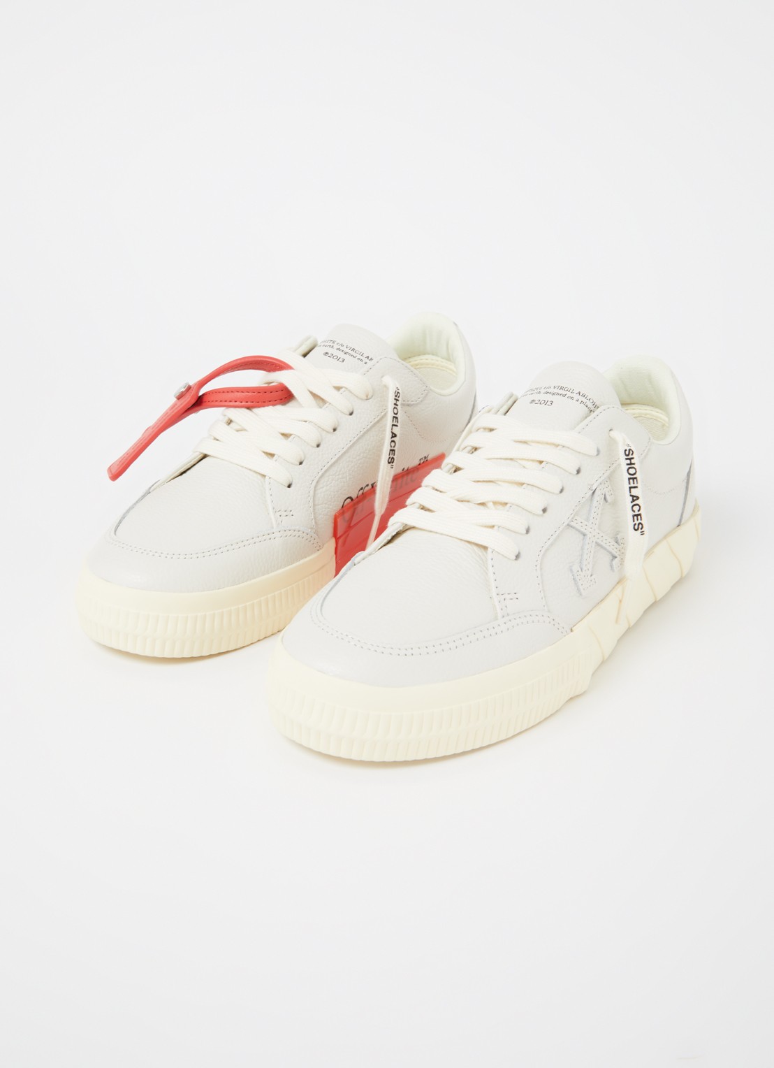 Off-White Low Vulcanized sneaker van kalfsleer - detail creme
