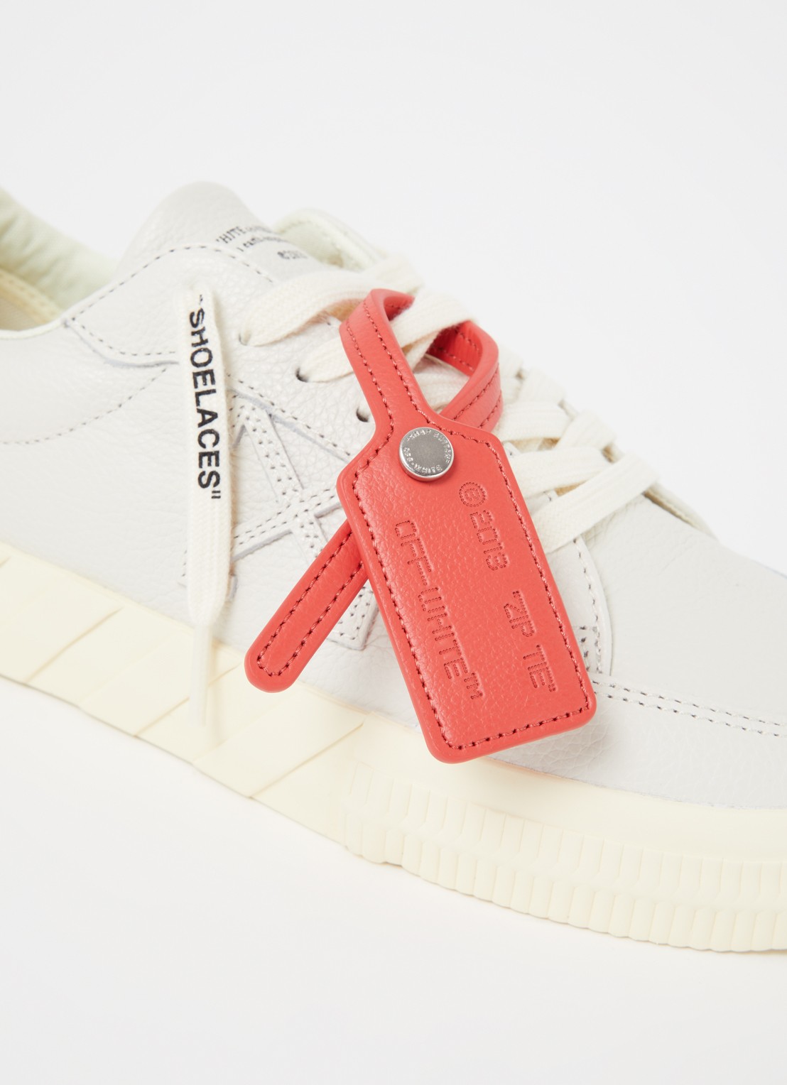Off-White Low Vulcanized sneaker van kalfsleer - detail 4 creme