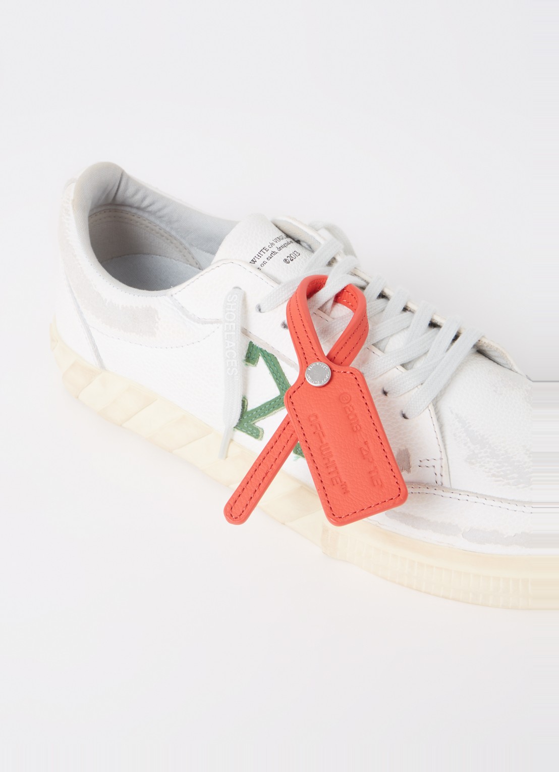Off-White Low Vulcanized sneaker van leer - detail 6 gebroken wit