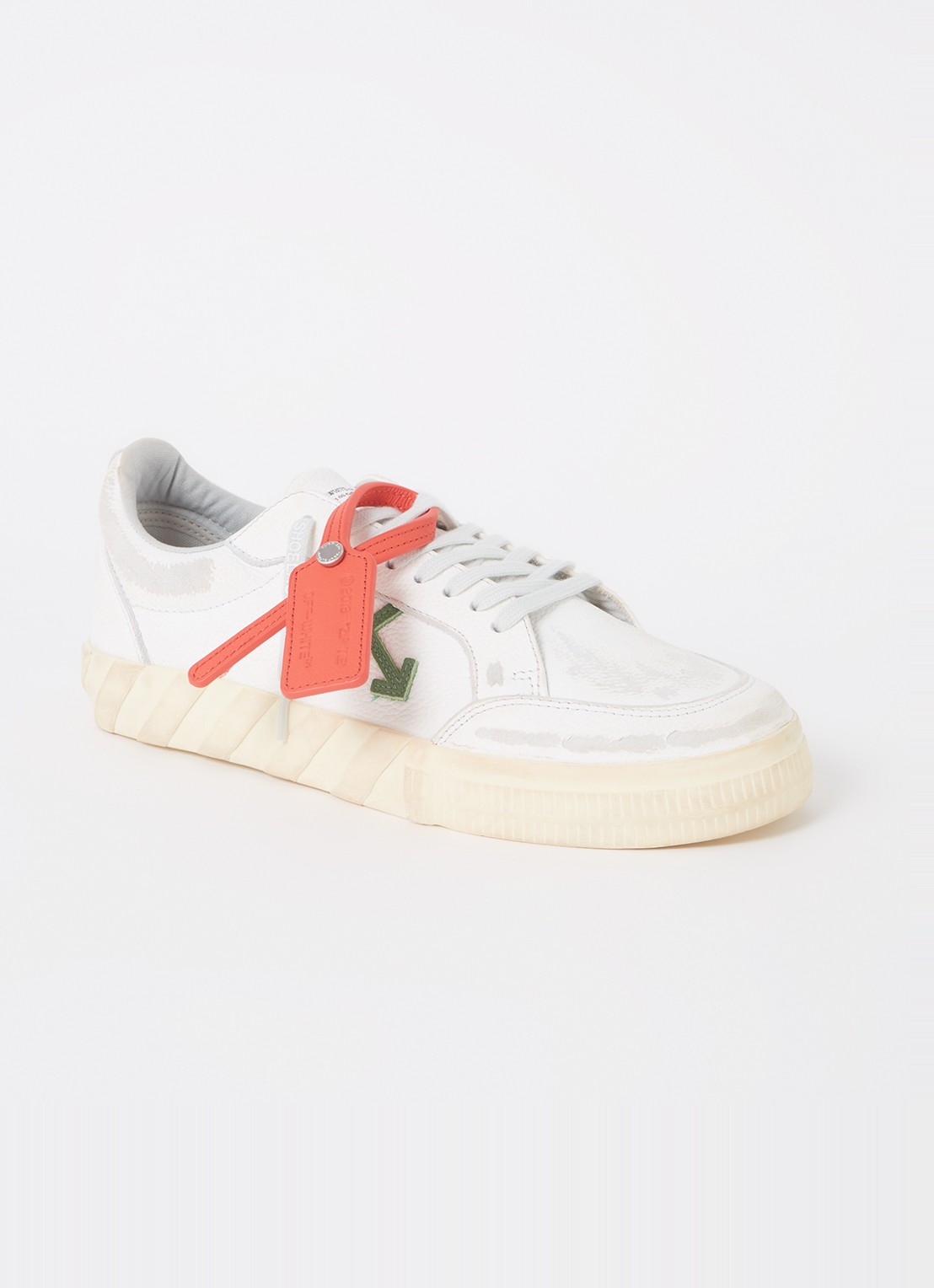 Off-White Low Vulcanized sneaker van leer - voorkant gebroken wit