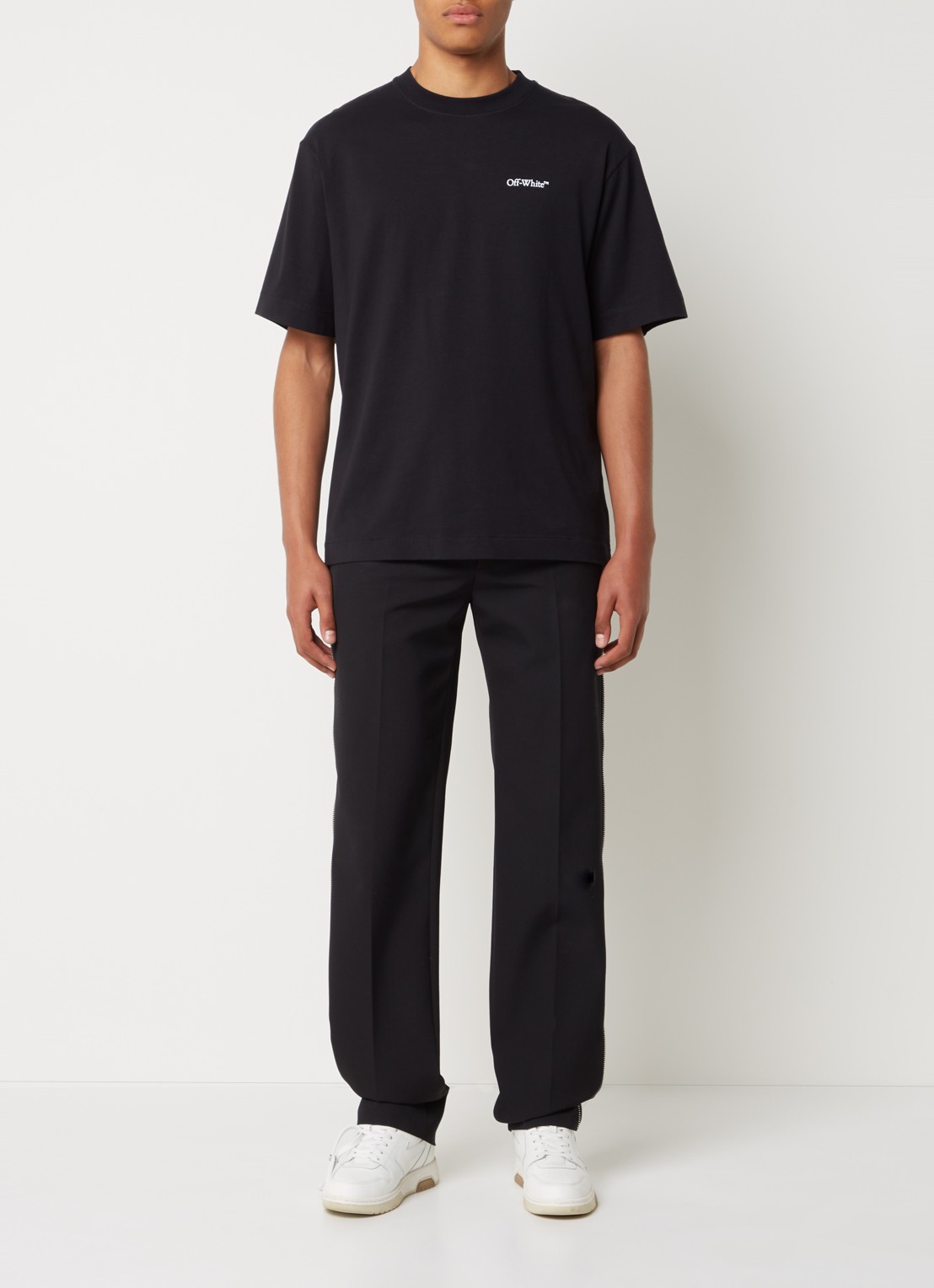 Off-White Lunar T-shirt met logo- en backprint - voorkant 5 zwart
