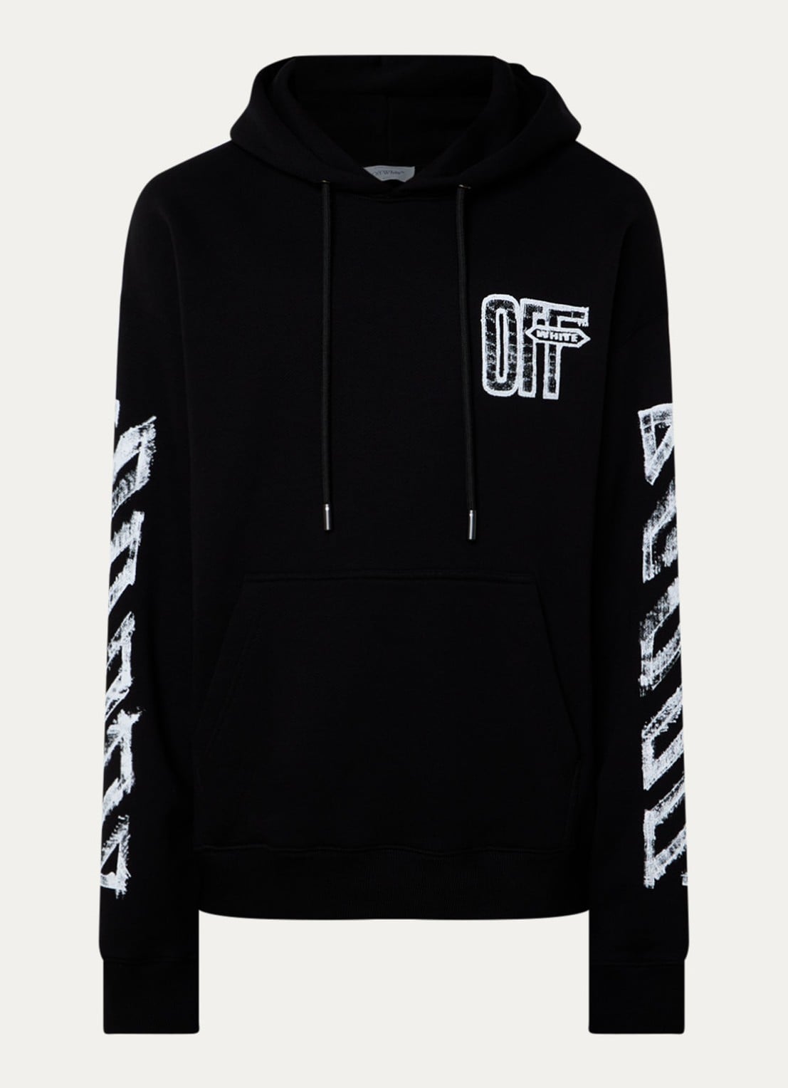 Off-White Motion hoodie met logo- en backprint - voorkant 5 zwart
