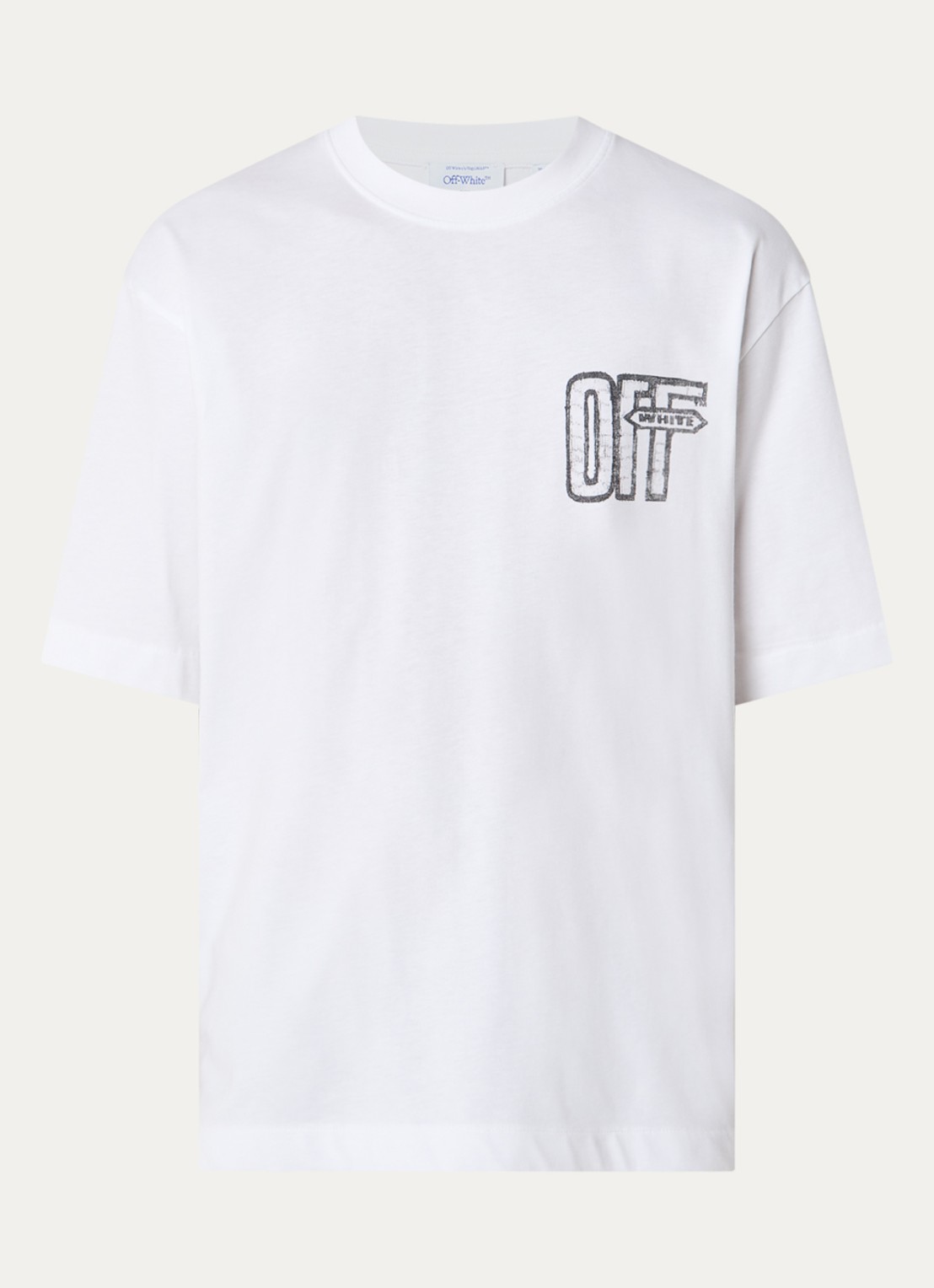 Off-White Motion T-shirt met logo- en backprint - voorkant wit