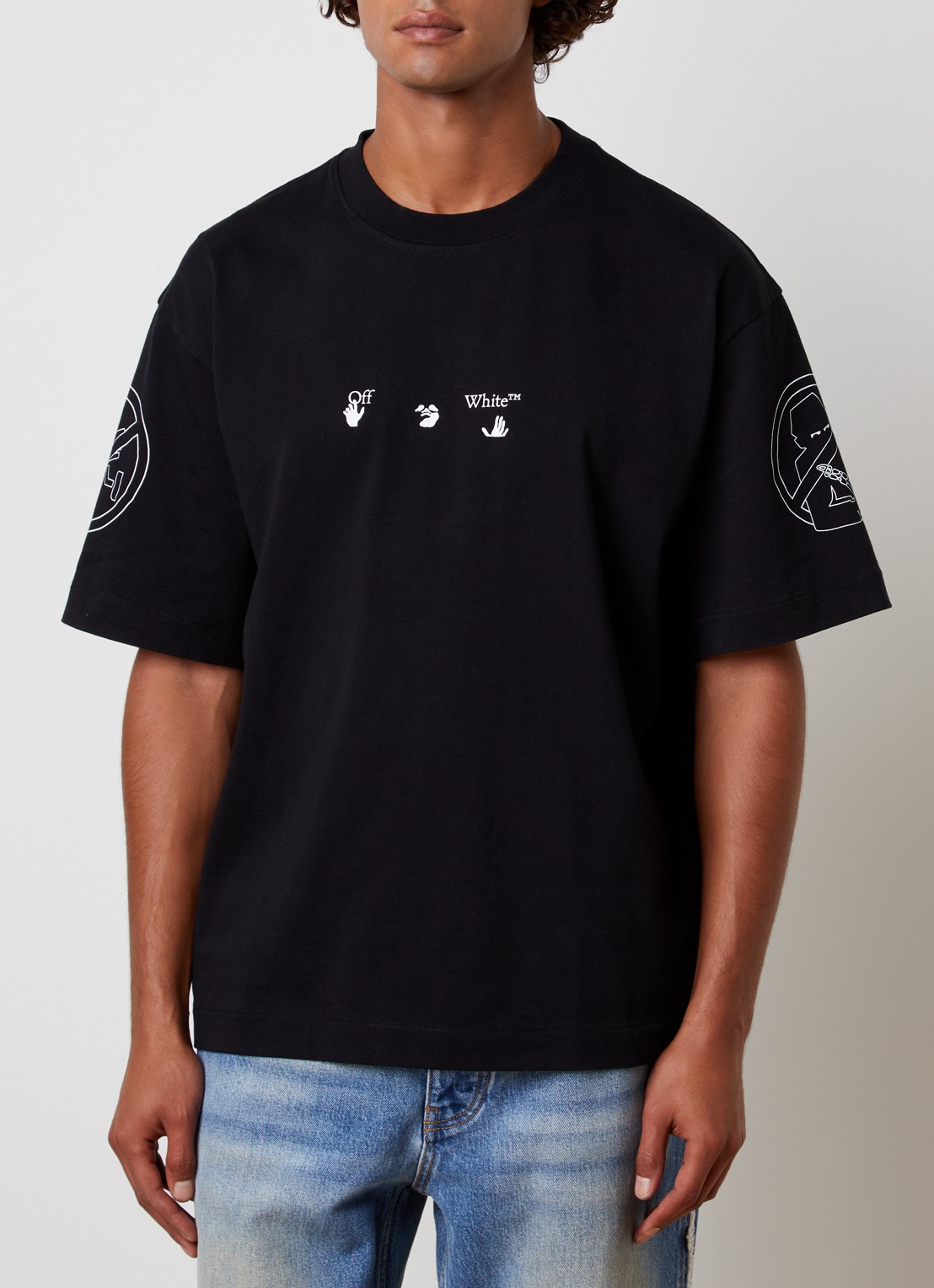 Off-White Neighbourhood Skate T-shirt met logo- en backprint - achterkant 3 zwart