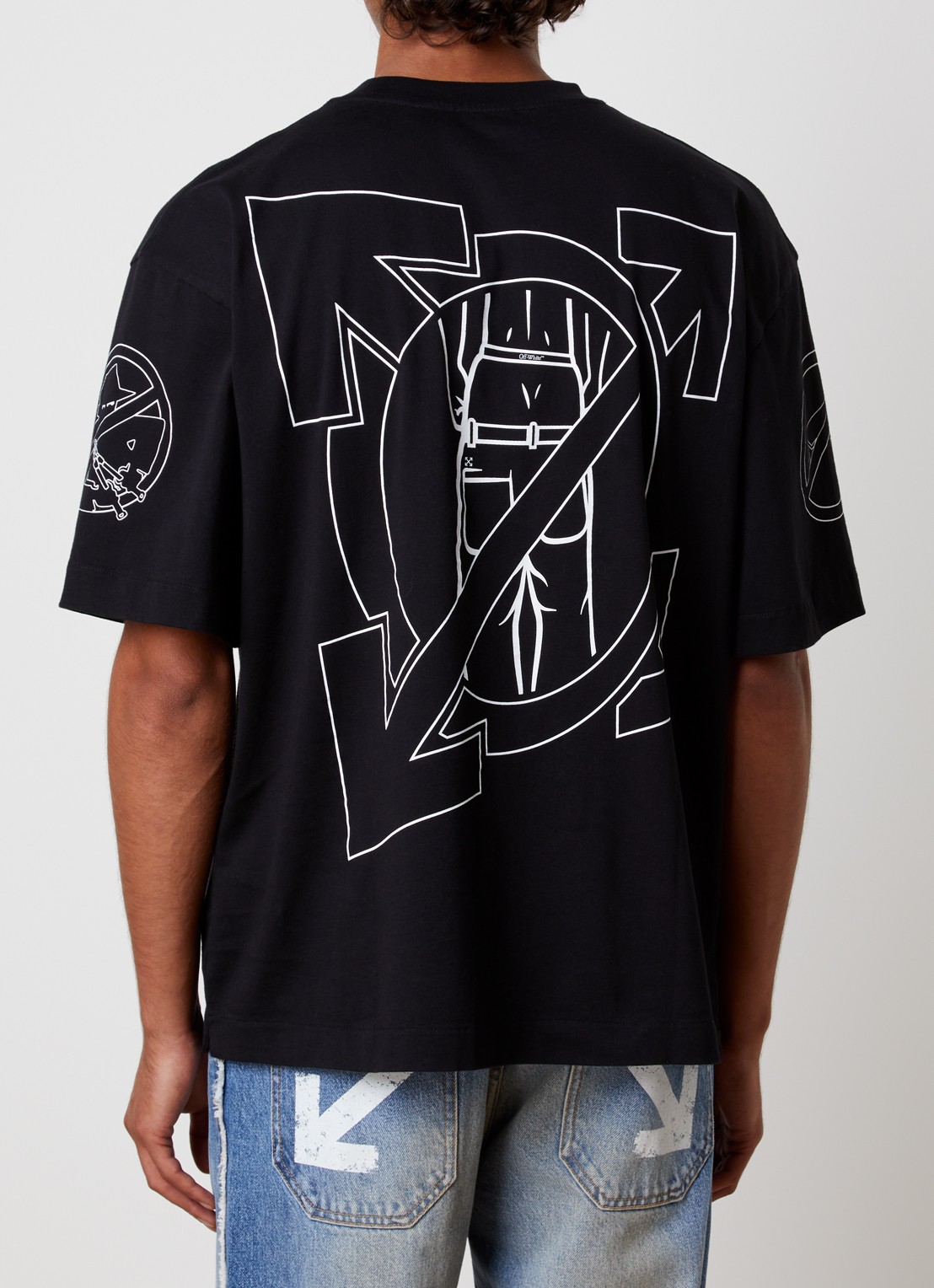 Off-White Neighbourhood Skate T-shirt met logo- en backprint - detail zwart