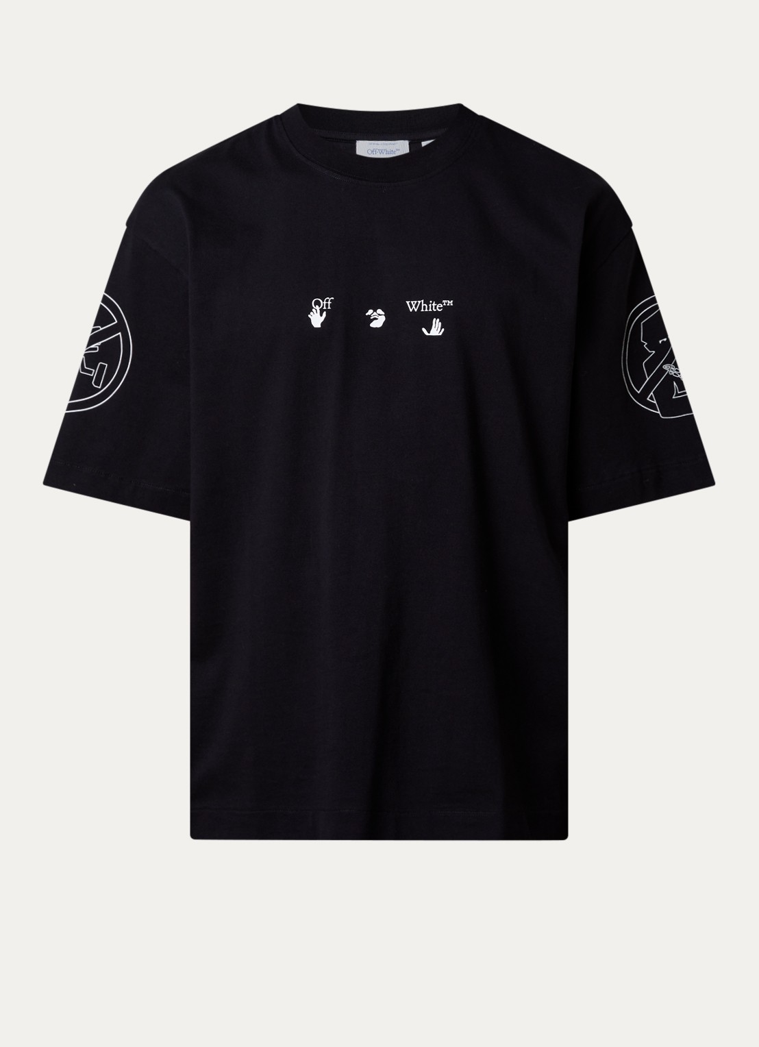 Off-White Neighbourhood Skate T-shirt met logo- en backprint - voorkant 4 zwart