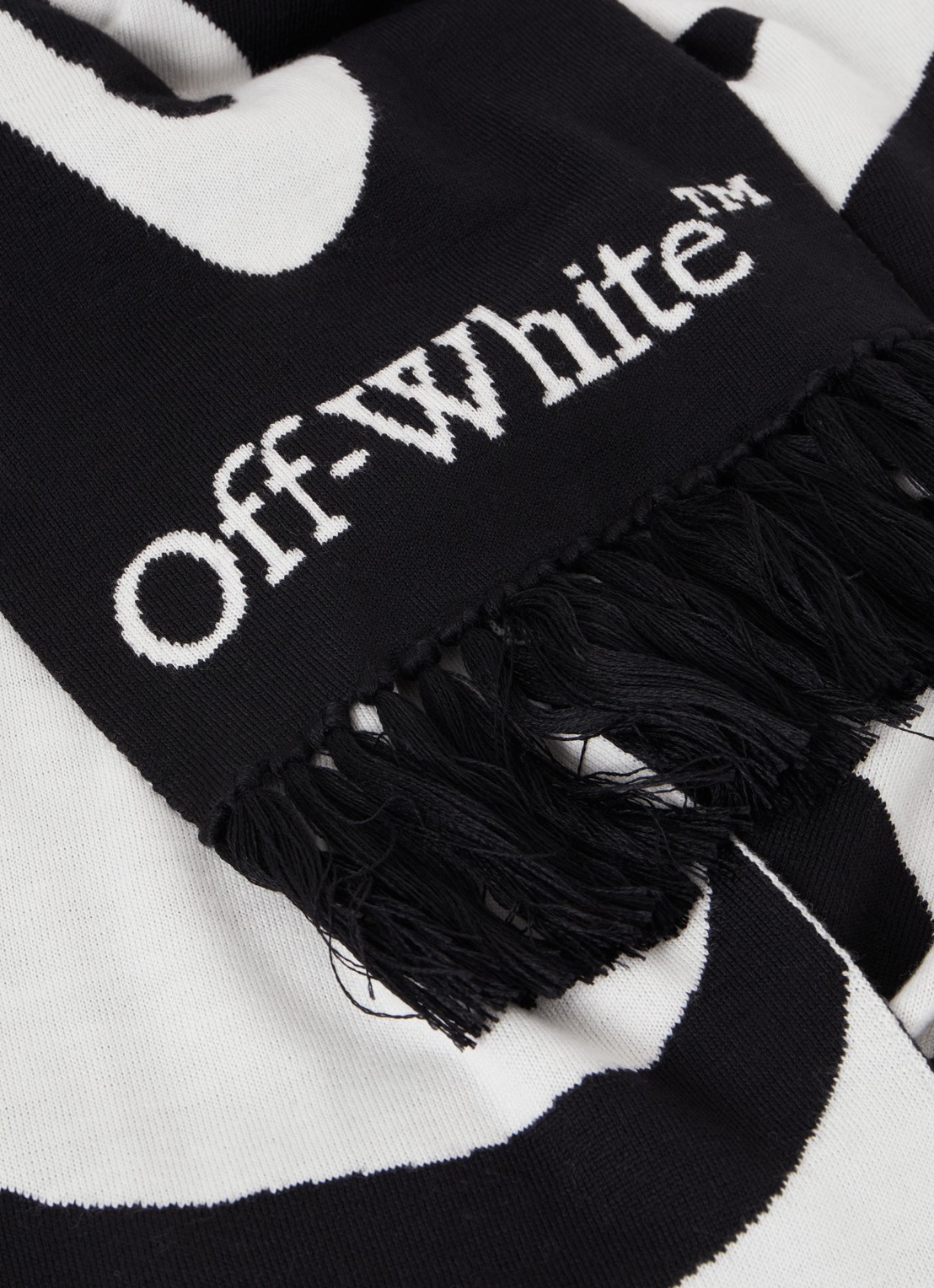 Off-White No Offence sjaal van scheerwol met logo 220 x 25 cm - detail 2 zwart