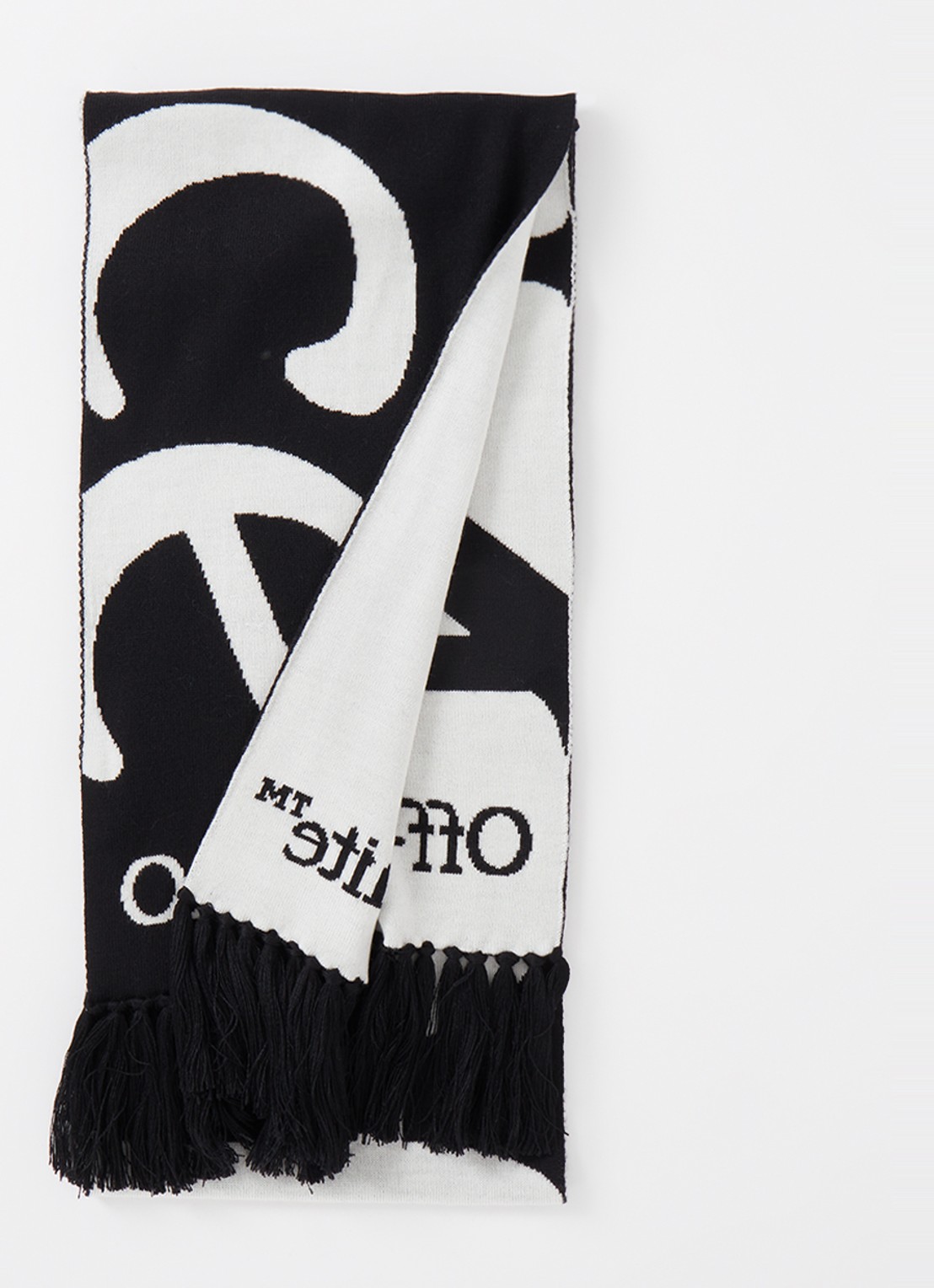 Off-White No Offence sjaal van scheerwol met logo 220 x 25 cm - voorkant 3 zwart