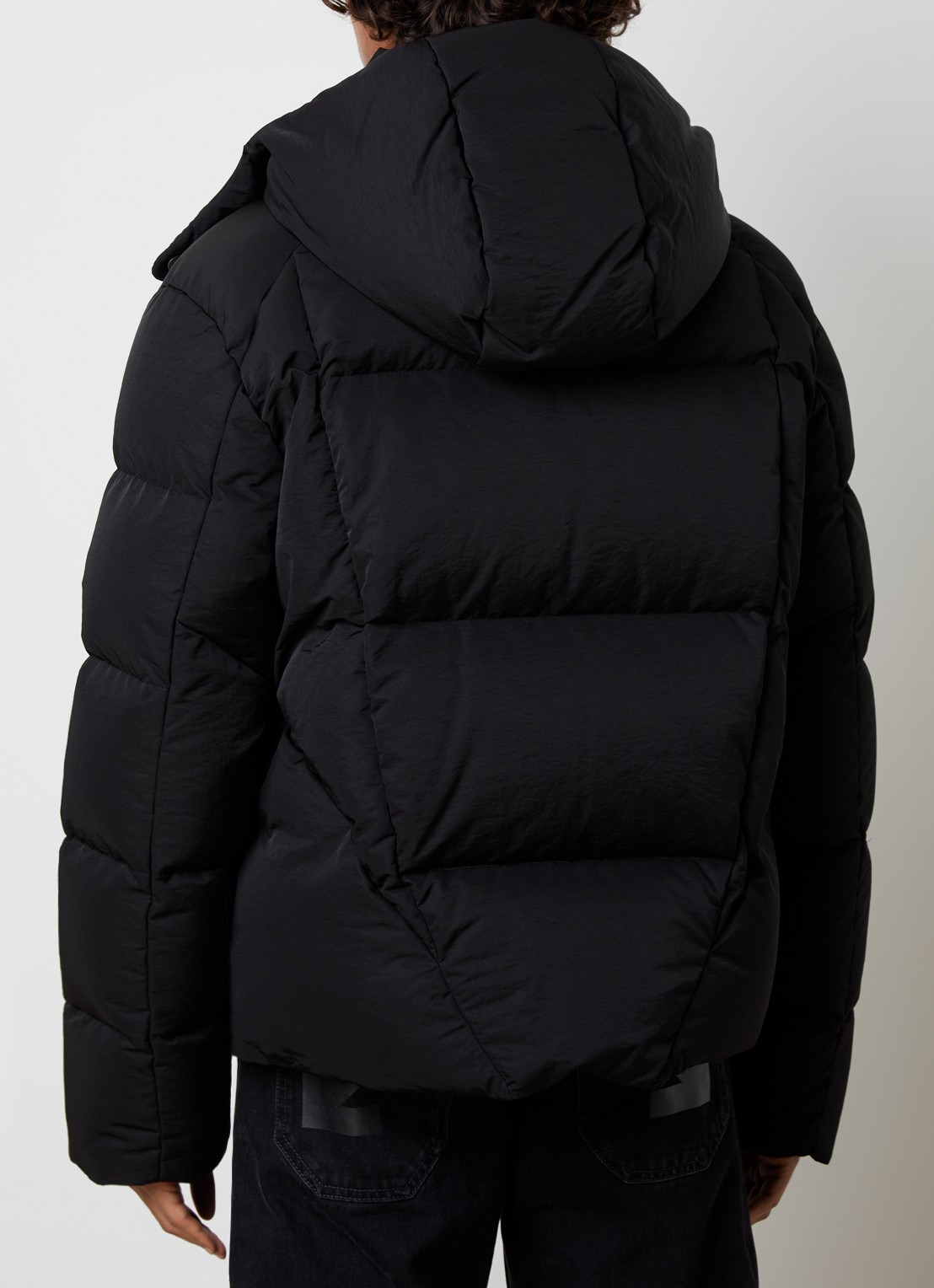 Off-White Nyl puffer jack met logo en steekzakken - achterkant 3 zwart