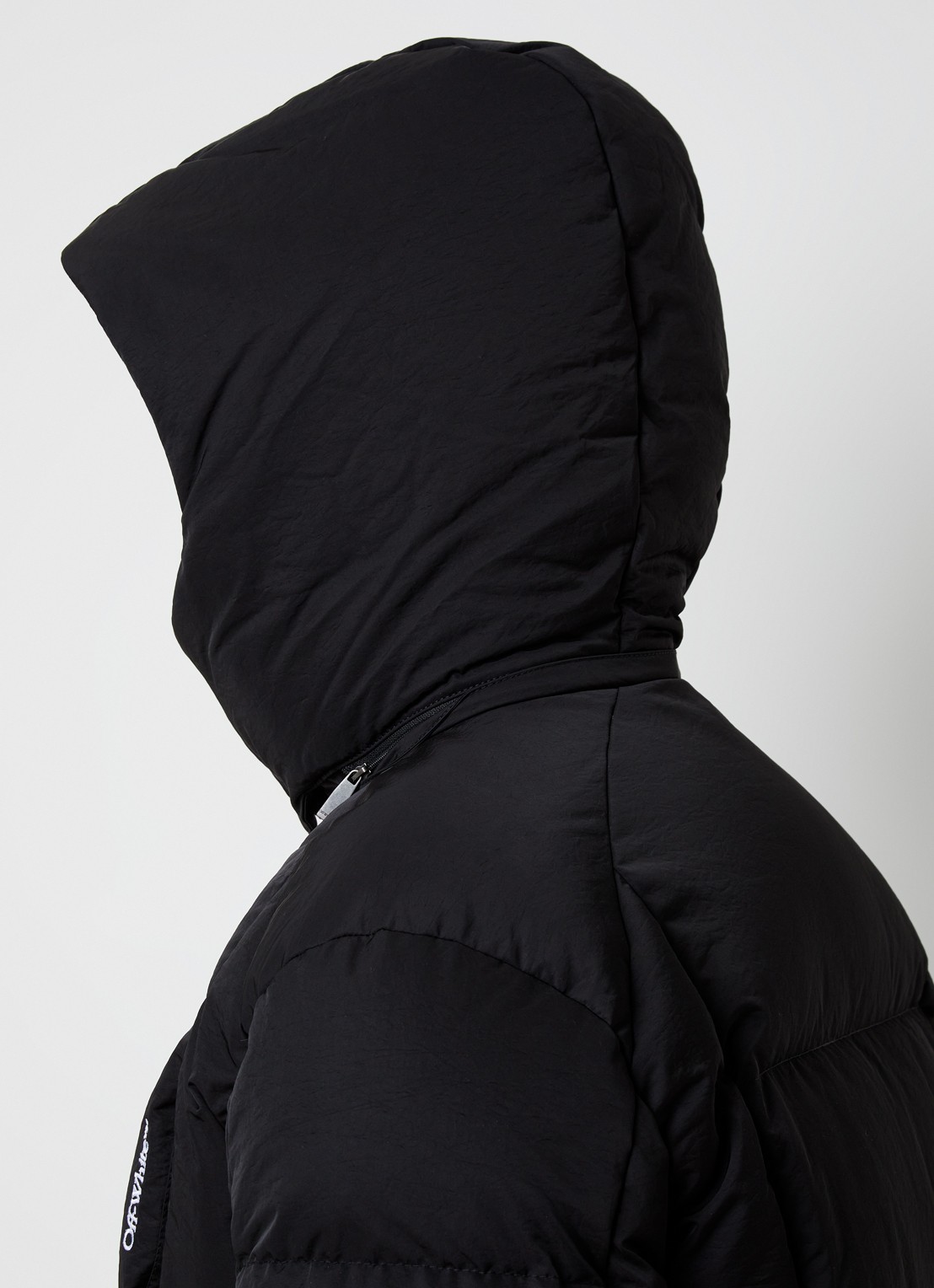 Off-White Nyl puffer jack met logo en steekzakken - detail 5 zwart