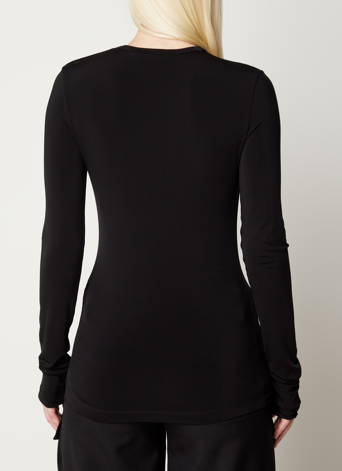Off-White Off Stamp longsleeve met ribstructuur en logo - achterkant zwart
