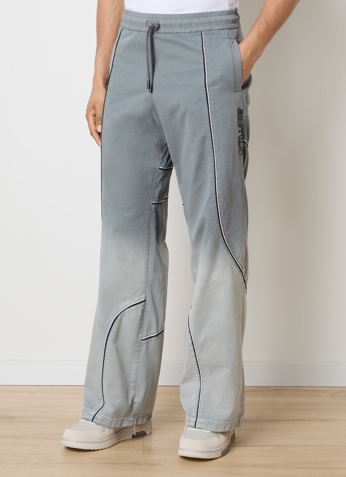 Off-White Offline straight fit trackpants met dip-dye dessin en trekkoord - detail grijs