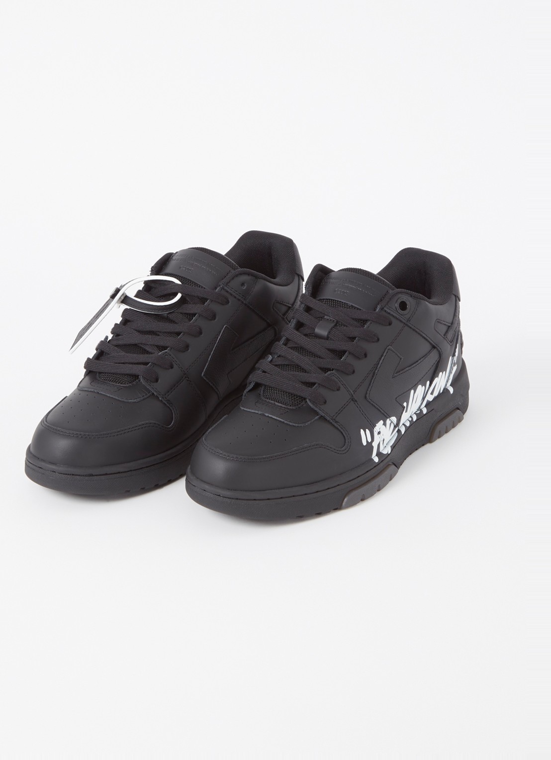Off-White Out Of Office "For Walking" sneaker met leren details - detail zwart