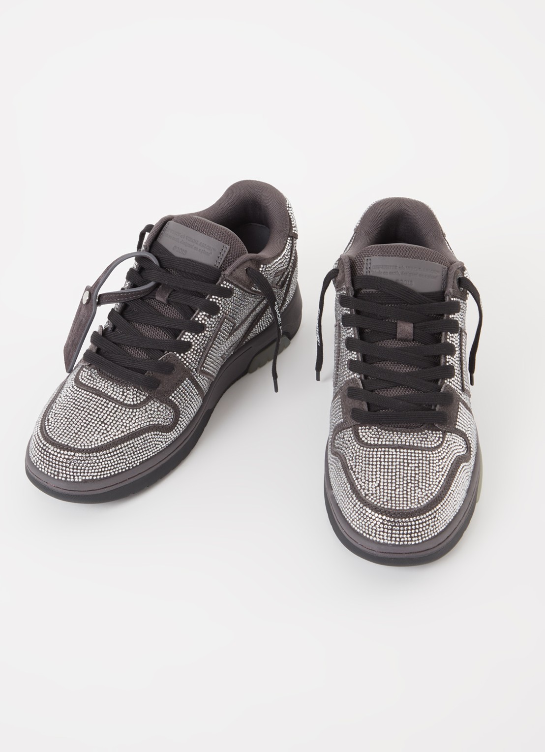 Off-White Out Of Office sneaker met kalfsleren details en strass - detail 3 zwart