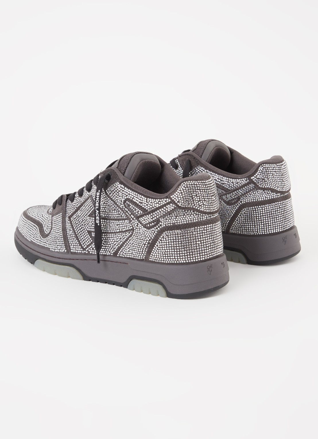 Off-White Out Of Office sneaker met kalfsleren details en strass - detail 4 zwart