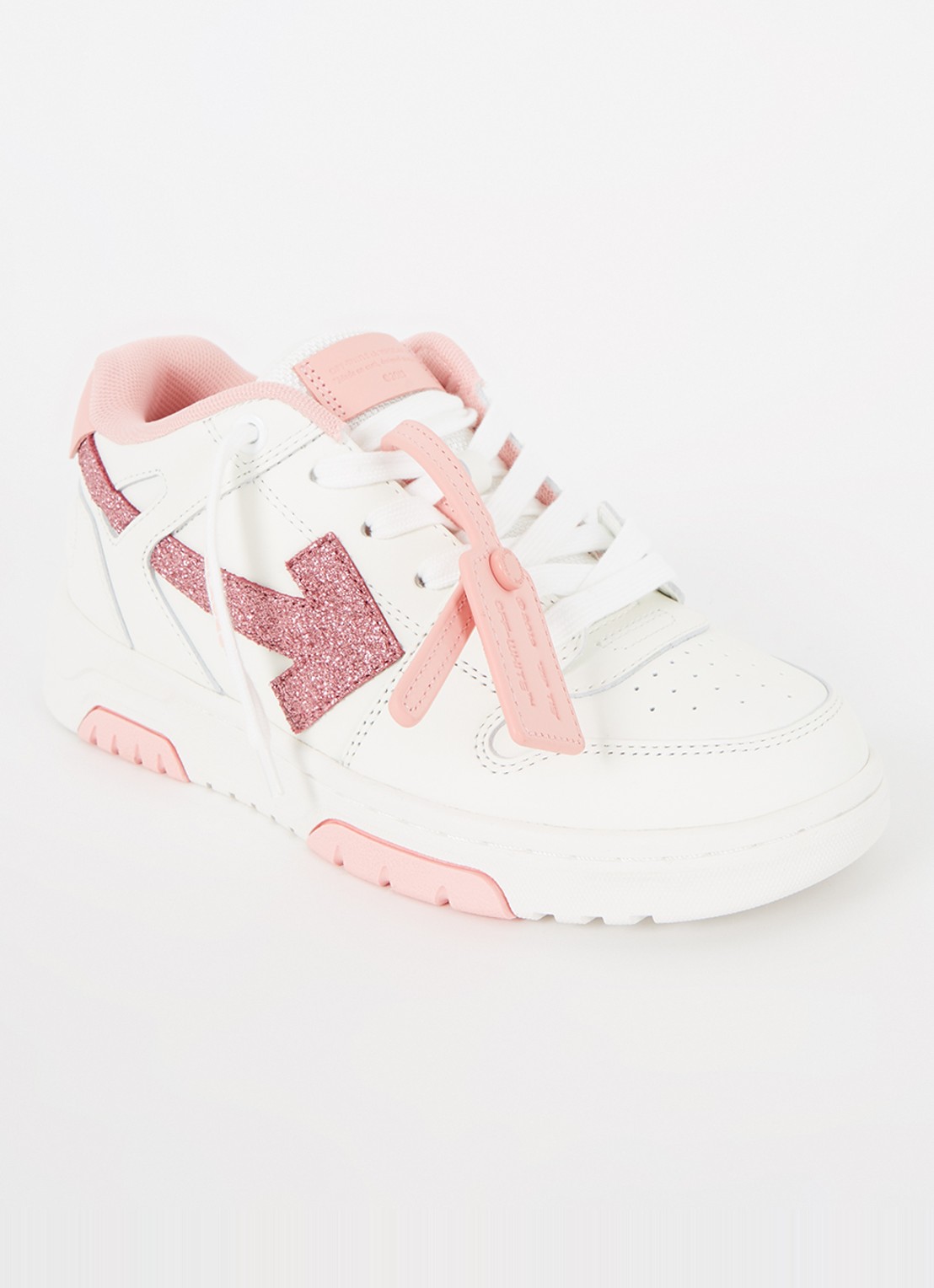 Off-White Out Of Office sneaker van kalfsleer met glitter - voorkant wit