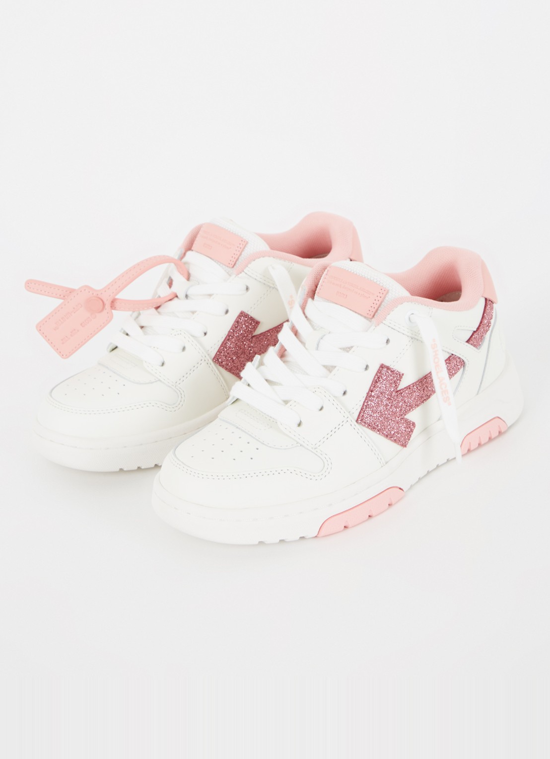 Off-White Out Of Office sneaker van kalfsleer met glitter - voorkant 2 wit