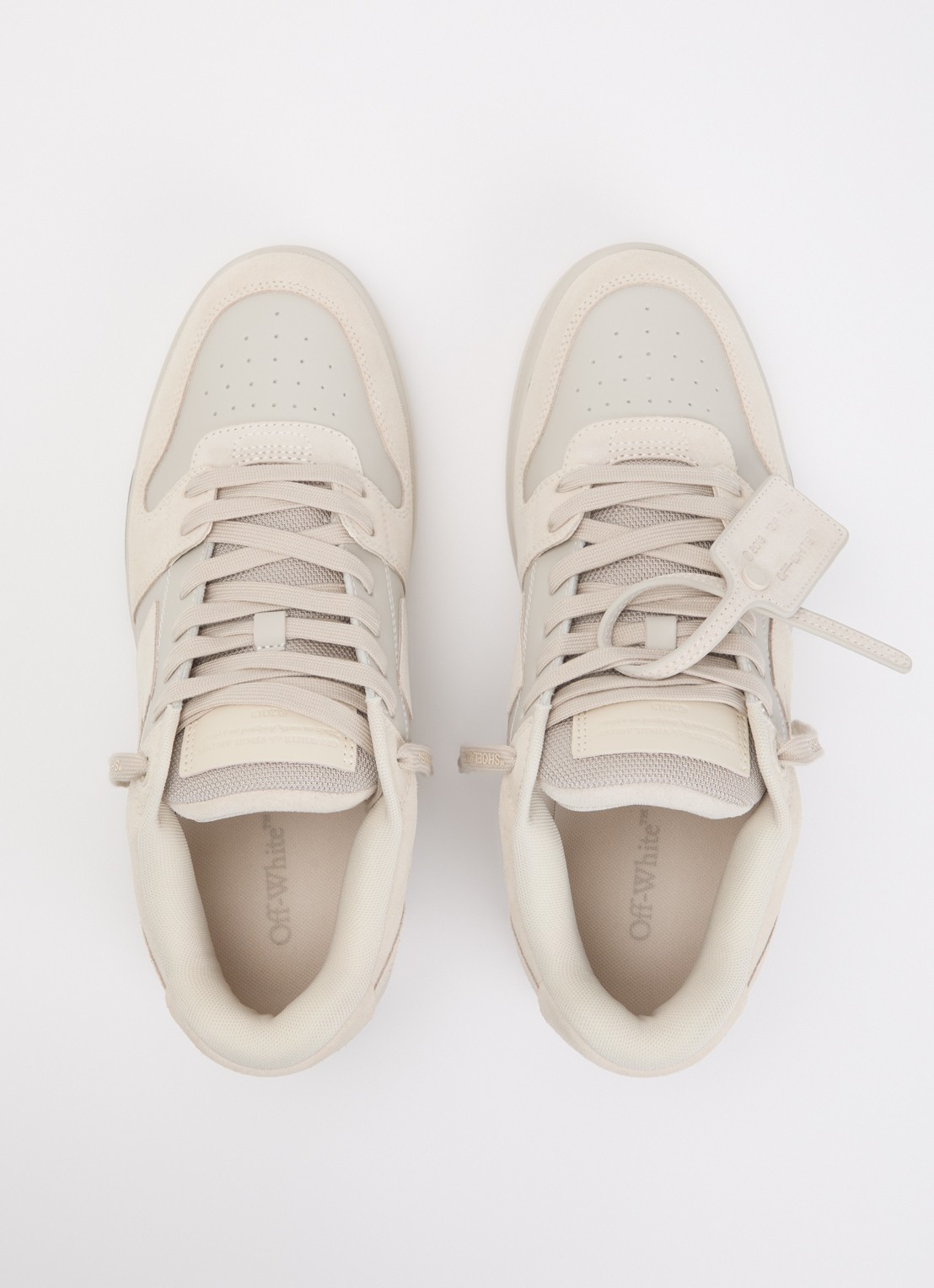 Off-White Out Of Office sneaker van kalfsleer met kalfssuède details - detail 4 beige