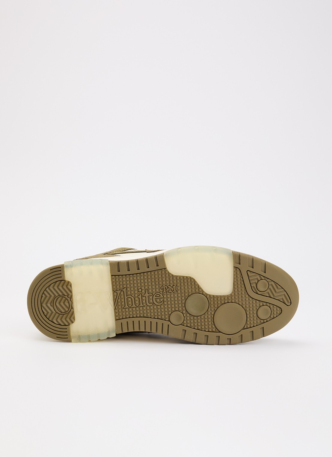 Off-White Out Of Office sneaker van kalfsleer met kalfssuède details - detail 4 olijfgroen