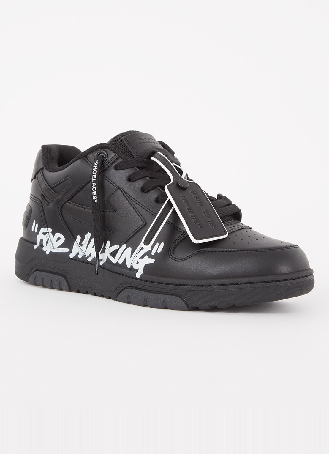 Off-White Out Of Office sneaker van kalfsleer met print - voorkant 6 zwart
