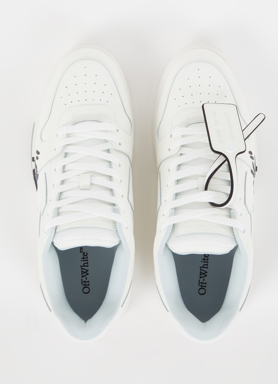 Off-White Out Of Office sneaker van kalfsleer met print - detail 5 gebroken wit