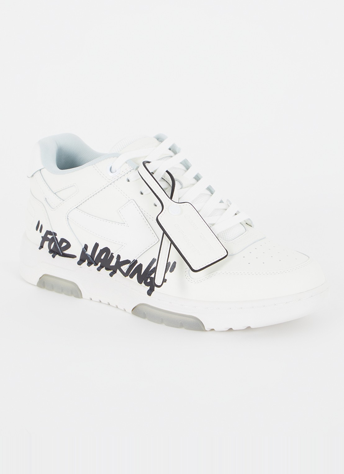 Off-White Out Of Office sneaker van kalfsleer met print - voorkant 2 gebroken wit