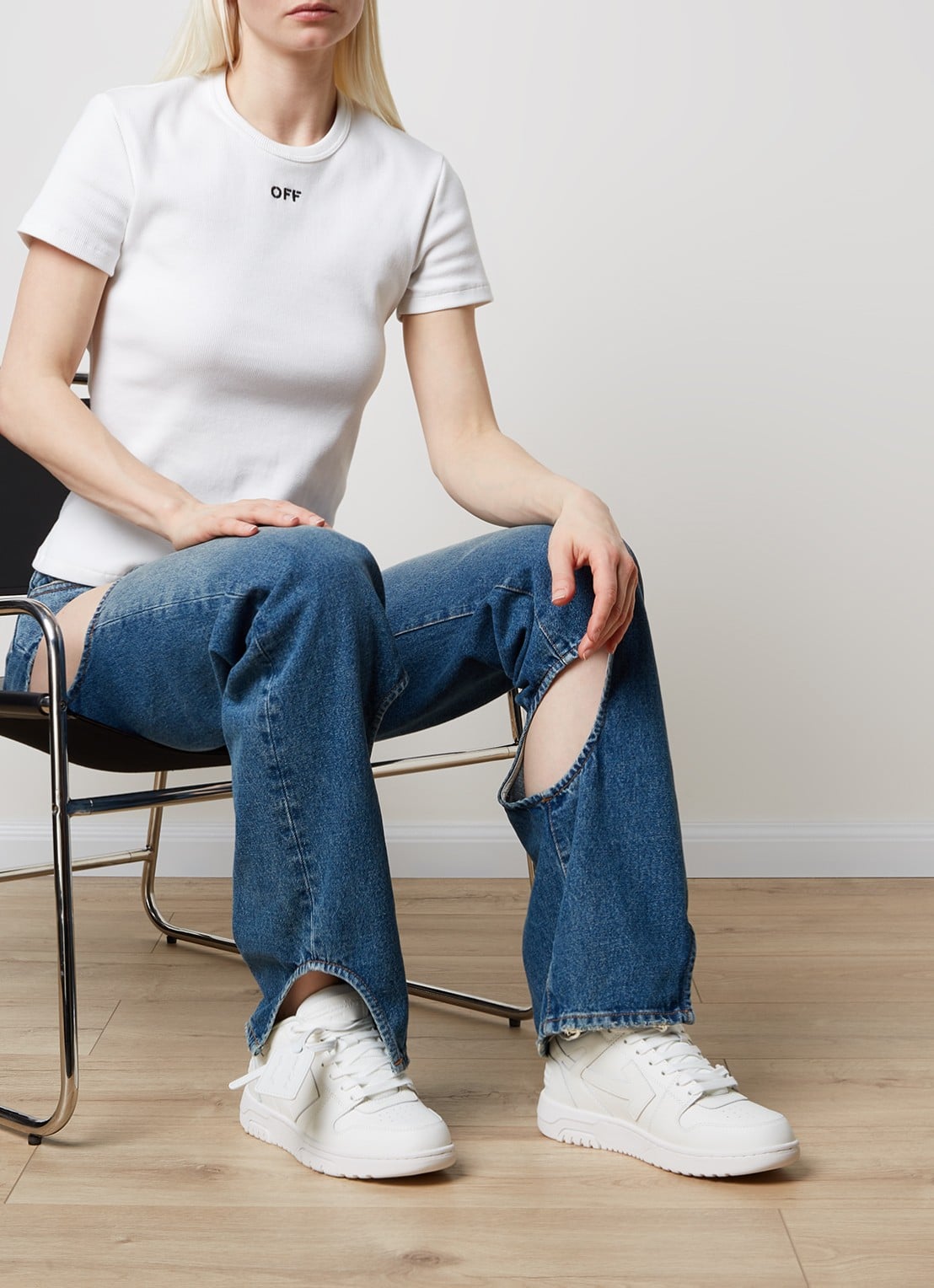 Off-White Out Of Office sneaker van kalfsleer  - voorkant 6 wit
