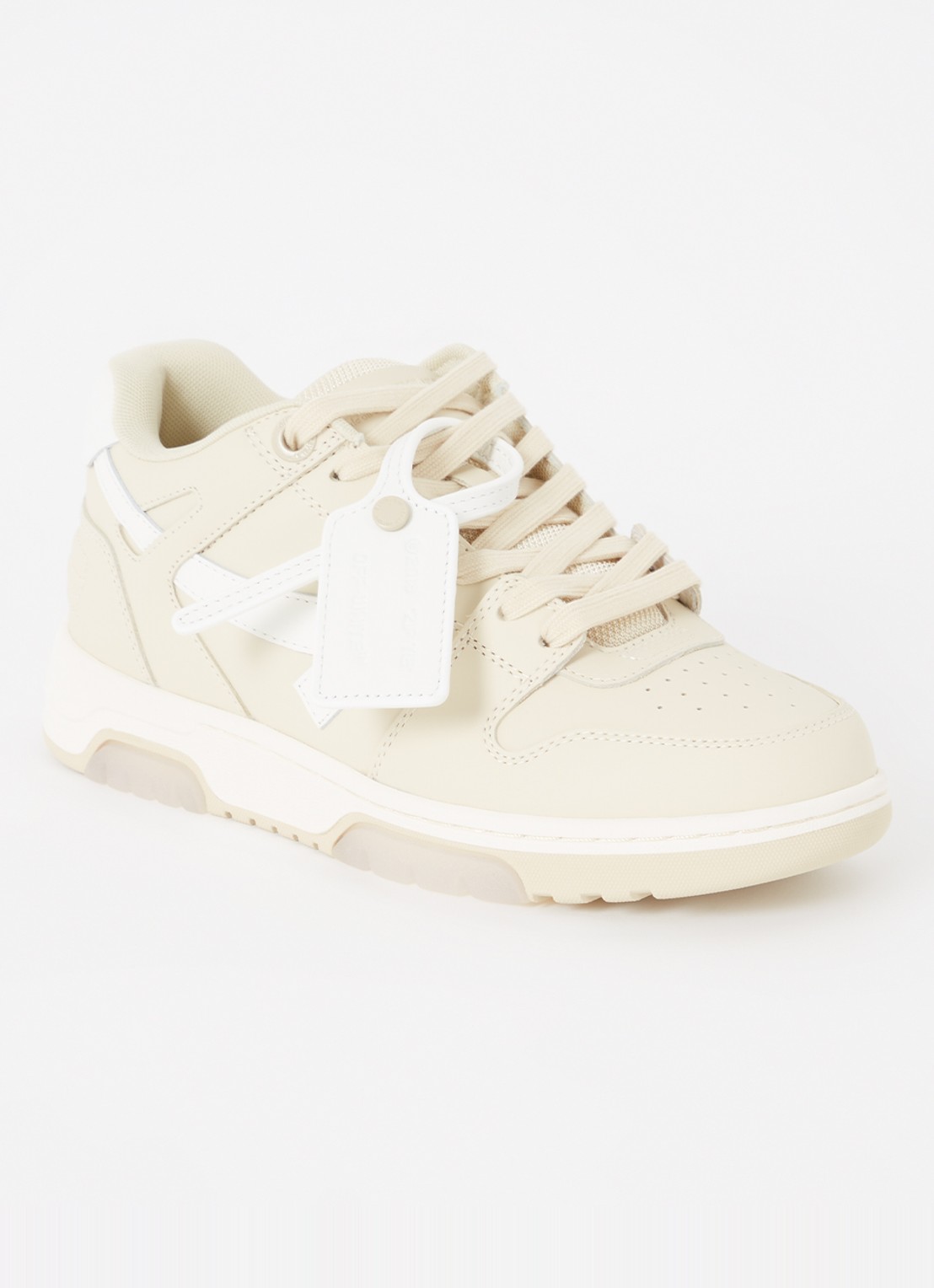 Off-White Out Of Office sneaker van kalfsleer  - voorkant 6 creme