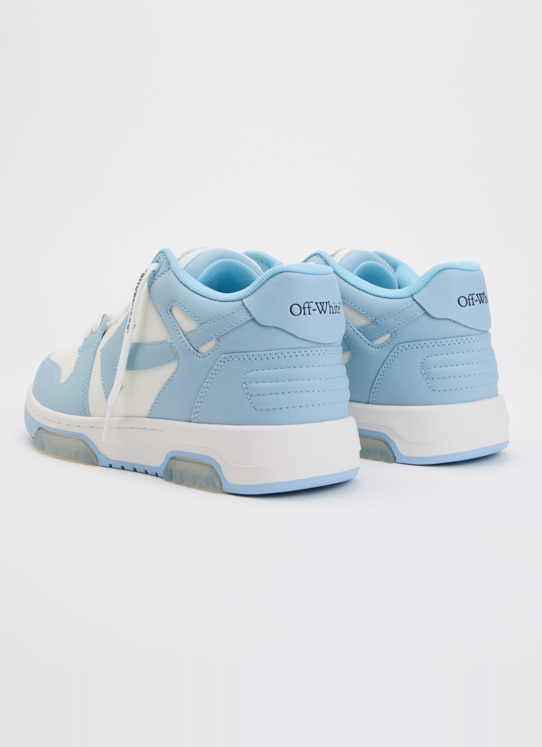 Off-White Out Of Office sneaker van kalfsleer - achterkant lichtblauw