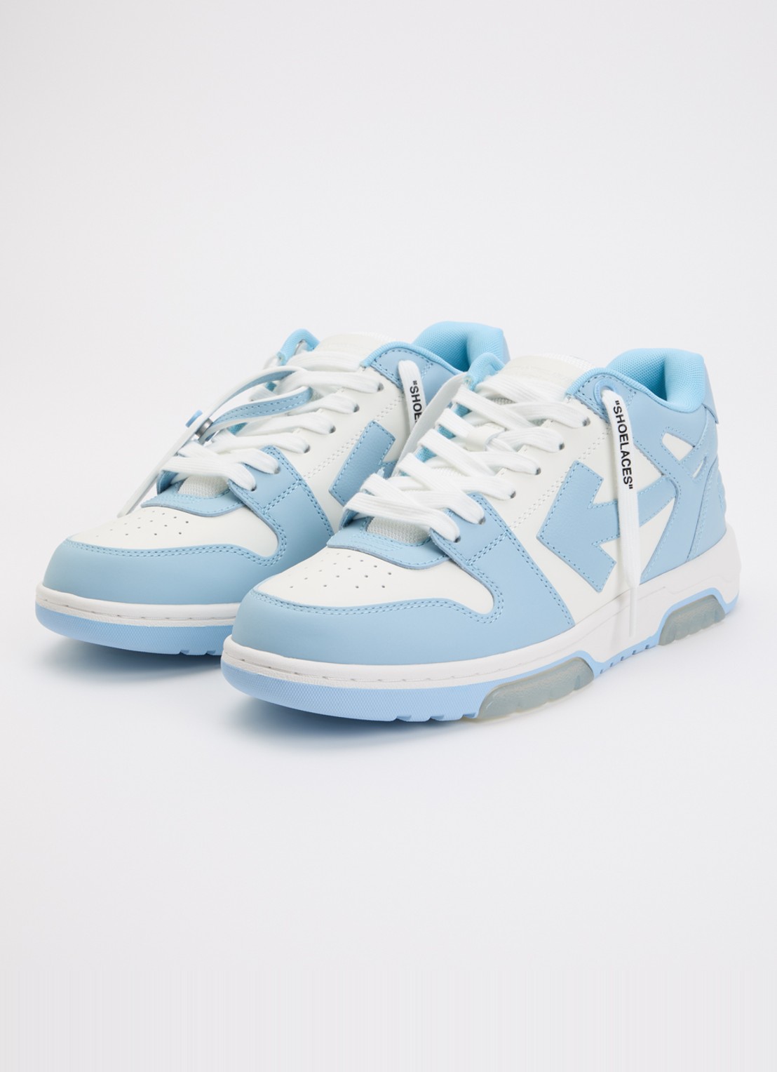 Off-White Out Of Office sneaker van kalfsleer - detail 4 lichtblauw