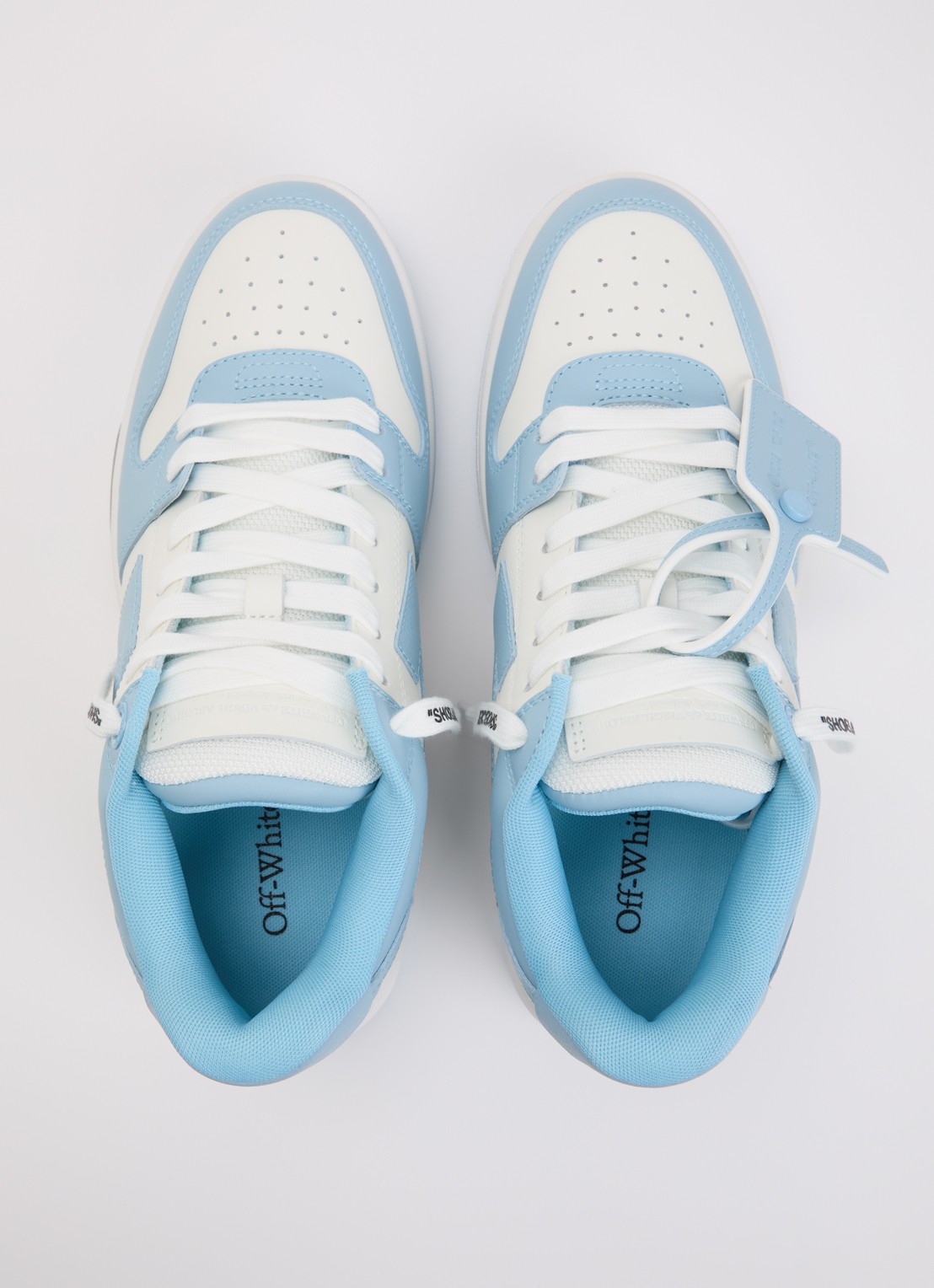 Off-White Out Of Office sneaker van kalfsleer - detail 5 lichtblauw