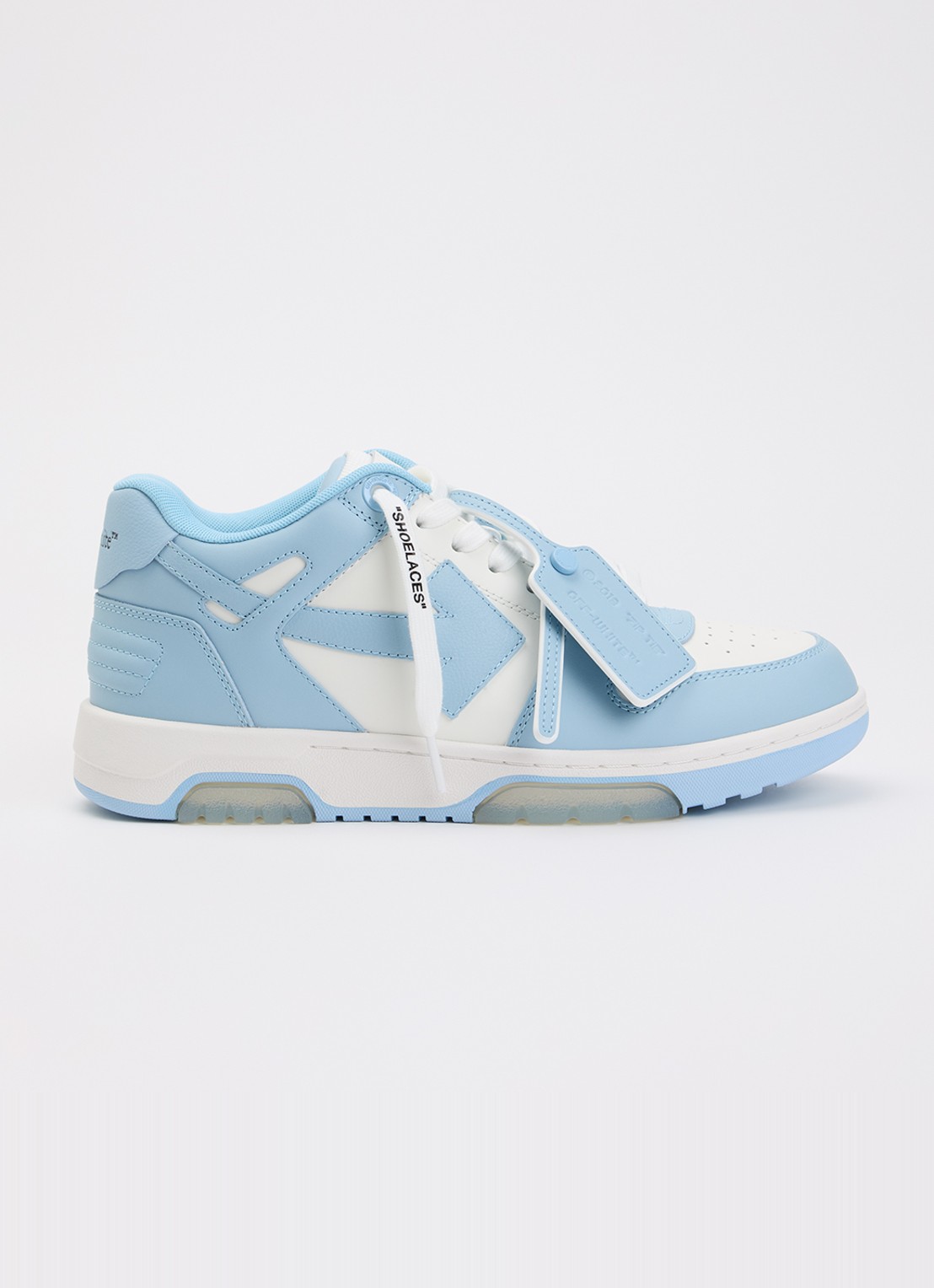 Off-White Out Of Office sneaker van kalfsleer - voorkant 2 lichtblauw