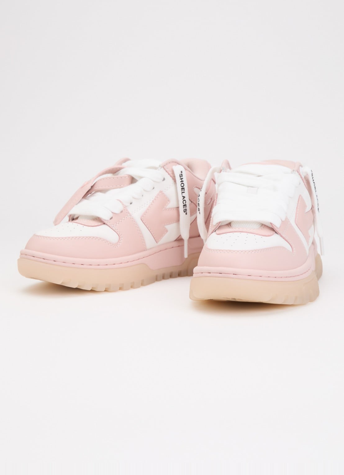 Off-White Out Of Office sneaker van kalfsleer - detail zalmroze