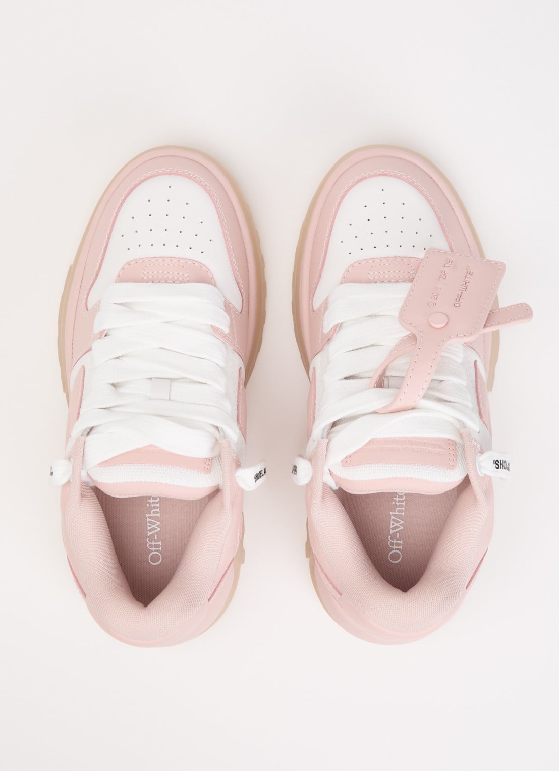 Off-White Out Of Office sneaker van kalfsleer - detail 2 zalmroze
