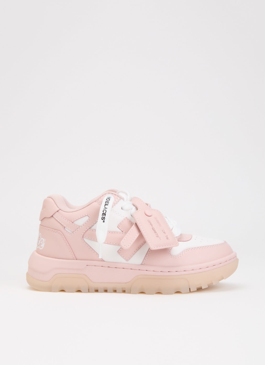 Off-White Out Of Office sneaker van kalfsleer - voorkant 5 zalmroze