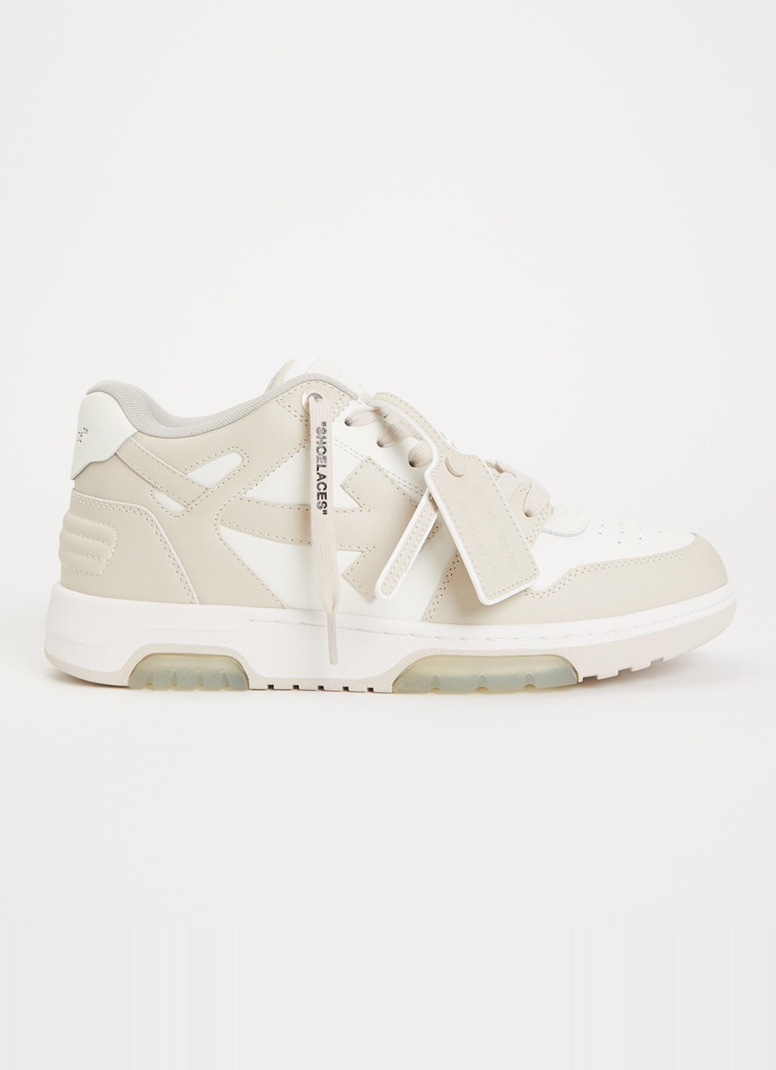 Off-White Out Of Office sneaker van kalfsleer - voorkant beige