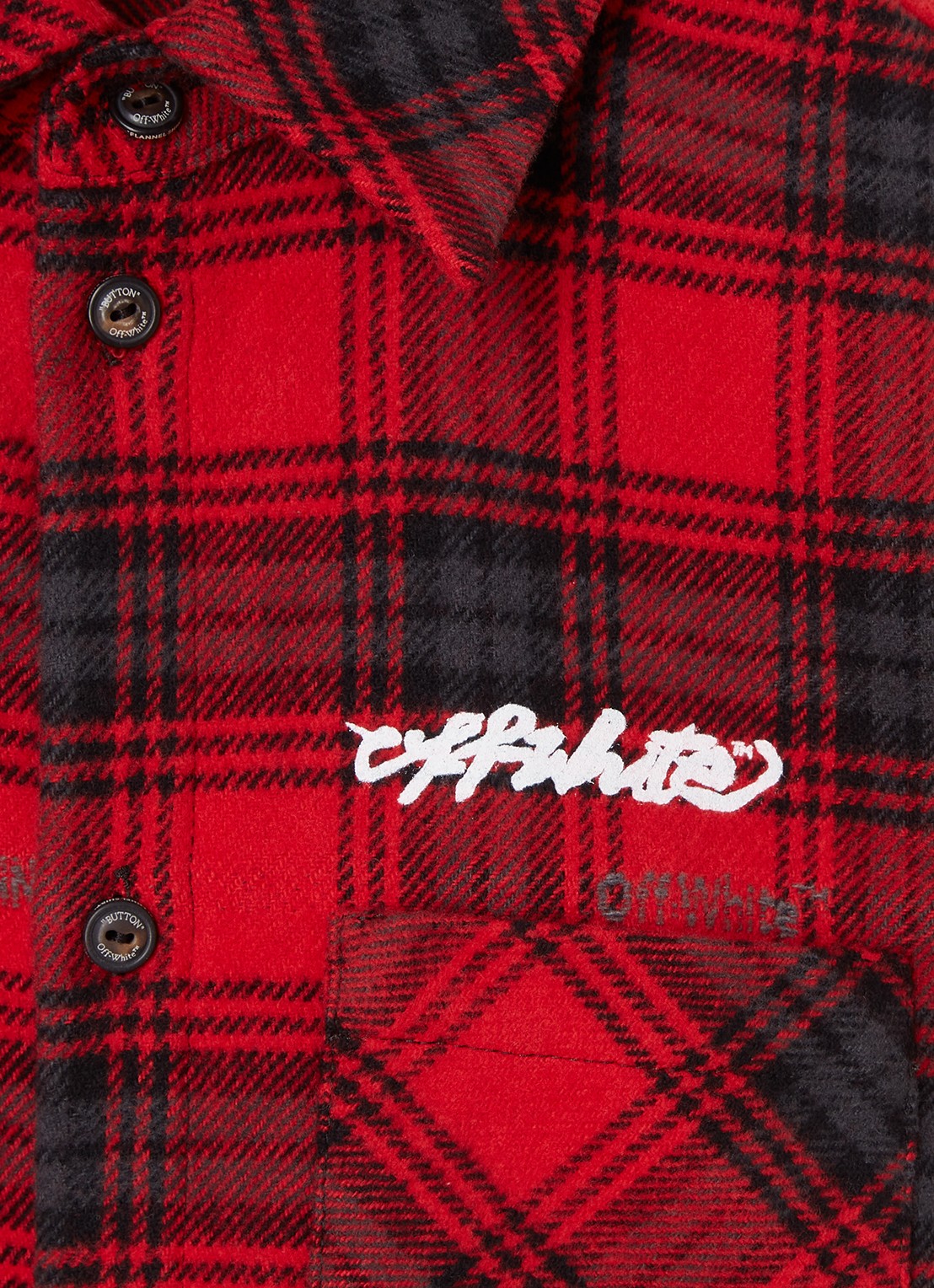 Off-White Overhemd van flanel met ruitdessin - detail rood