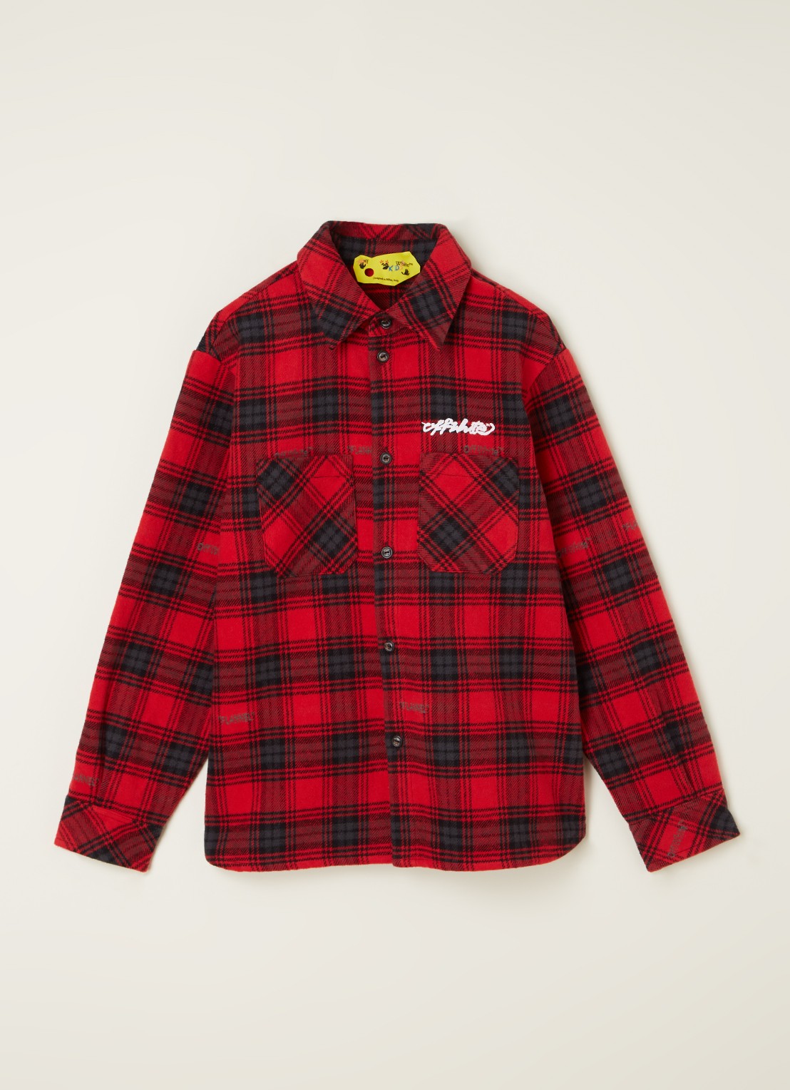 Off-White Overhemd van flanel met ruitdessin - voorkant 2 rood