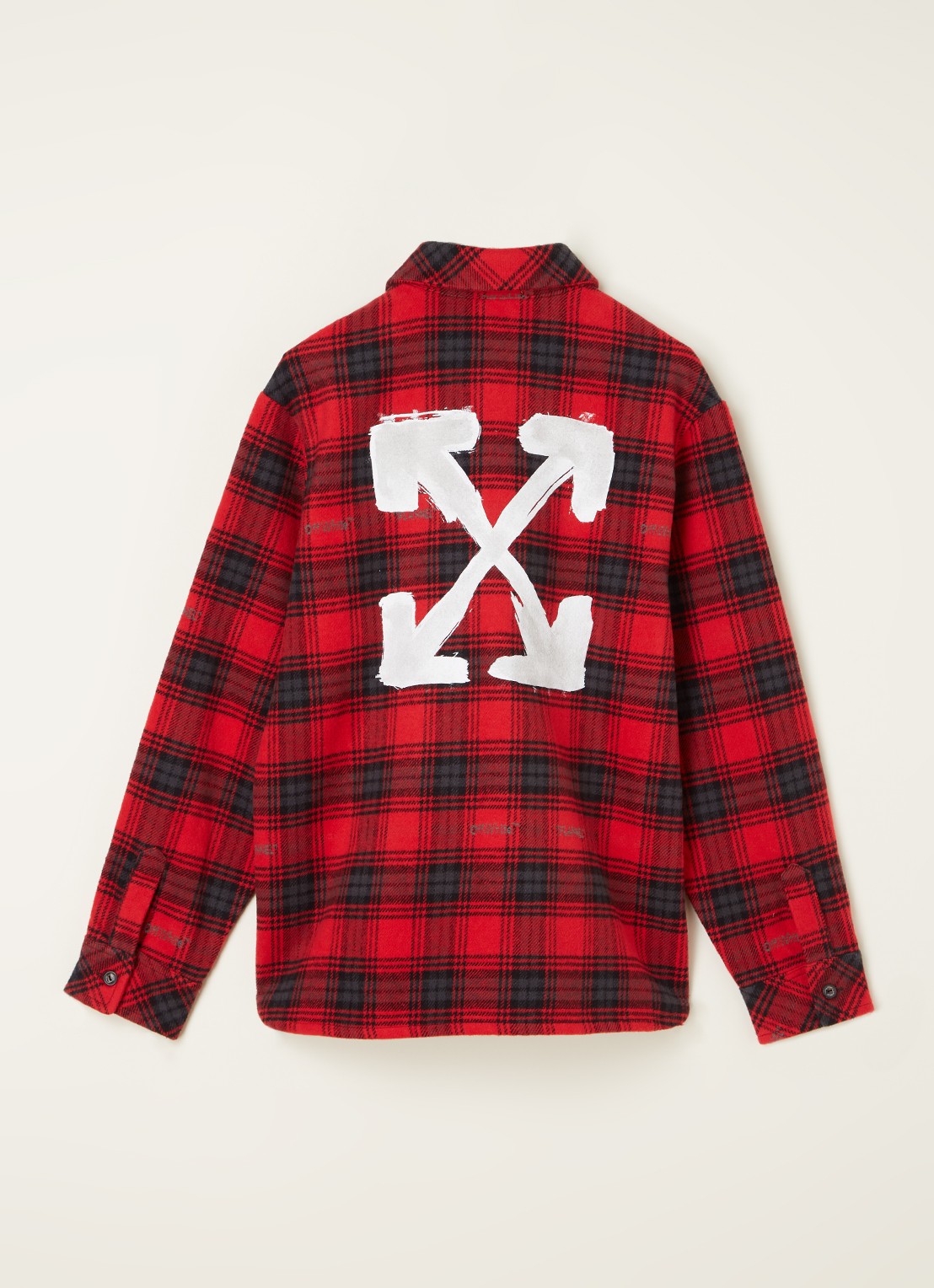Off-White Overhemd van flanel met ruitdessin - voorkant 3 rood