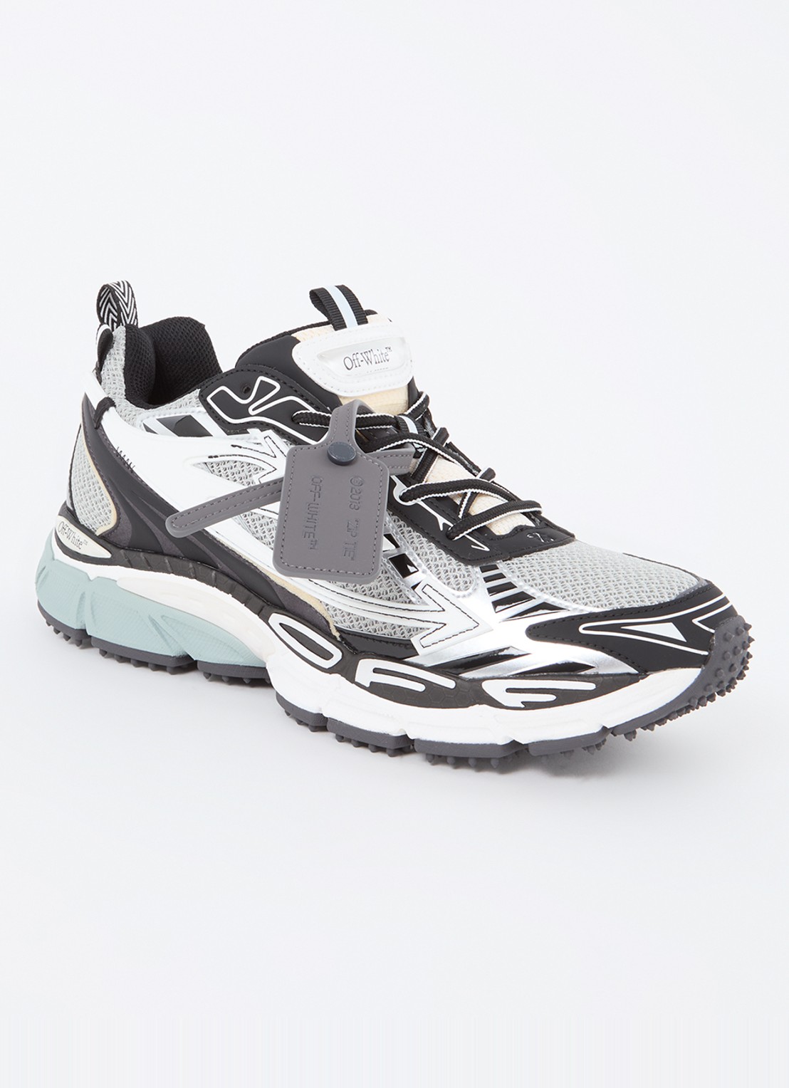 Off-White Ow Be Right Back sneaker met mesh details - voorkant zwart