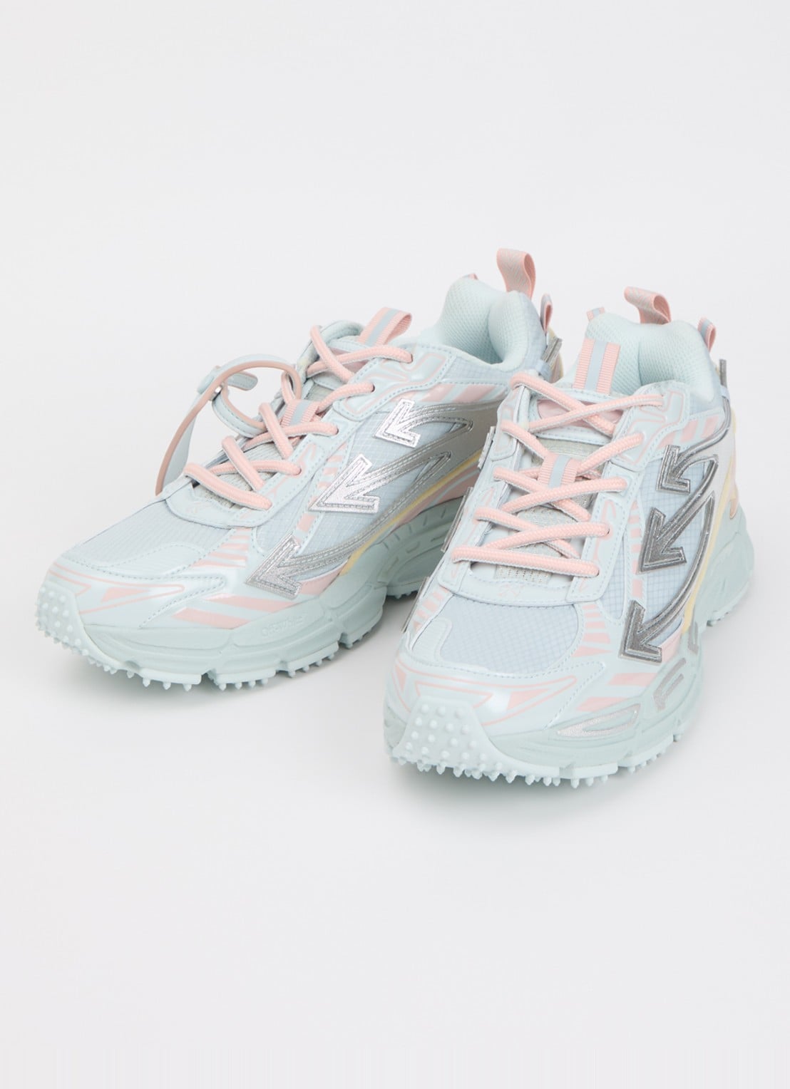 Off-White Ow Be Right Back sneaker met mesh en metallic details - detail 2 lichtblauw