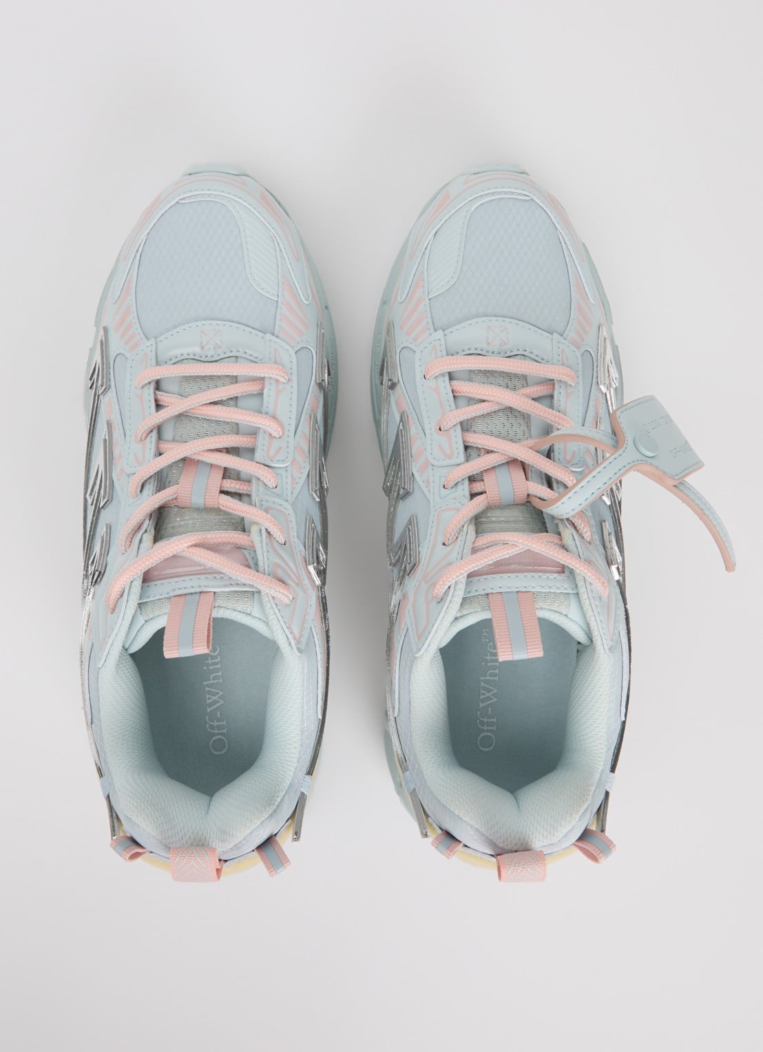 Off-White Ow Be Right Back sneaker met mesh en metallic details - detail 3 lichtblauw