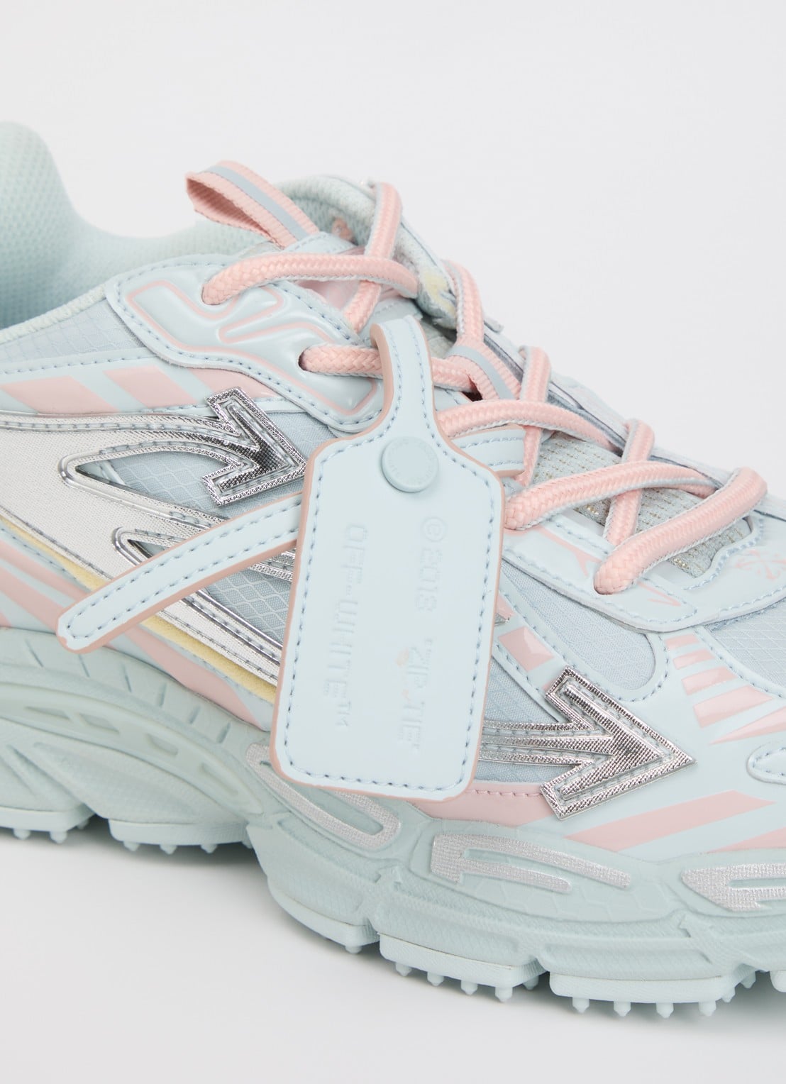 Off-White Ow Be Right Back sneaker met mesh en metallic details - detail 5 lichtblauw
