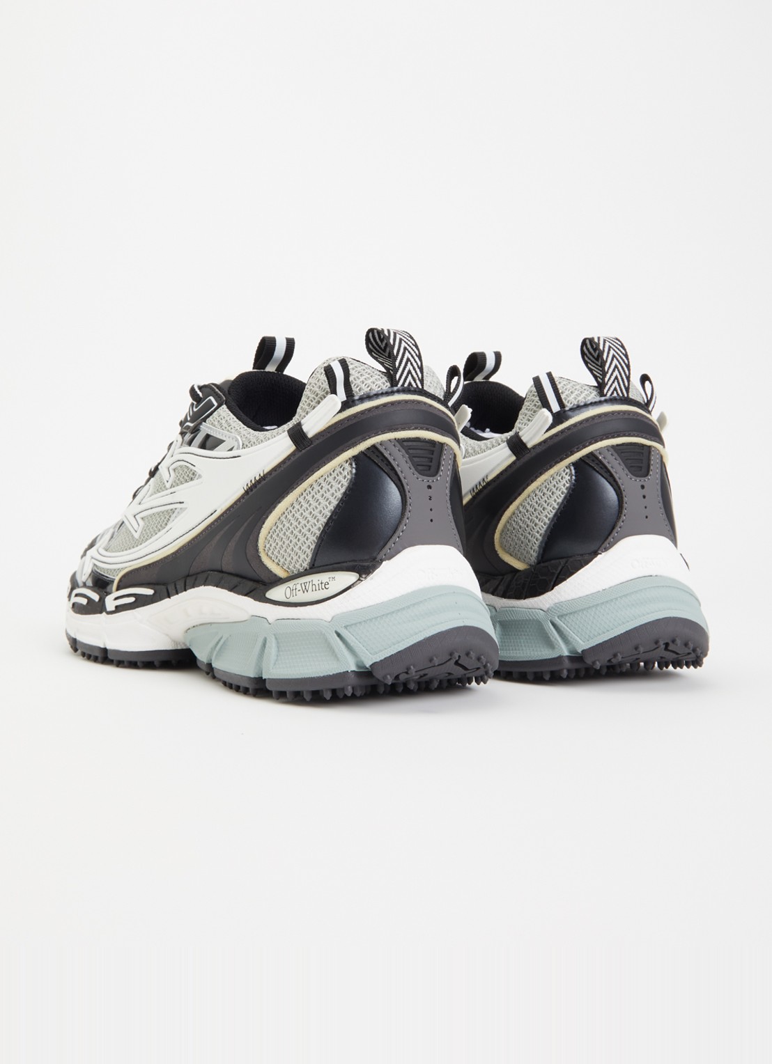 Off-White Ow Be right Back sneaker met mesh en metallic details - achterkant blauwgrijs