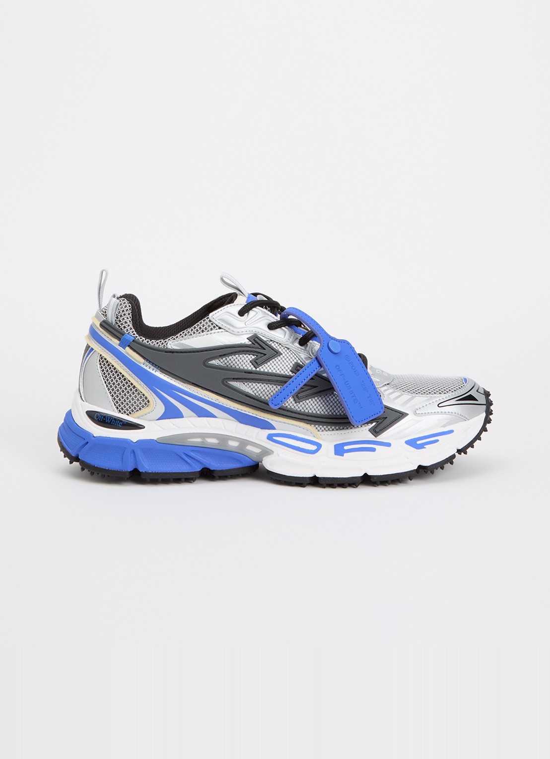 Off-White Ow Be Right Back sneaker van mesh en metallic details - voorkant zilver