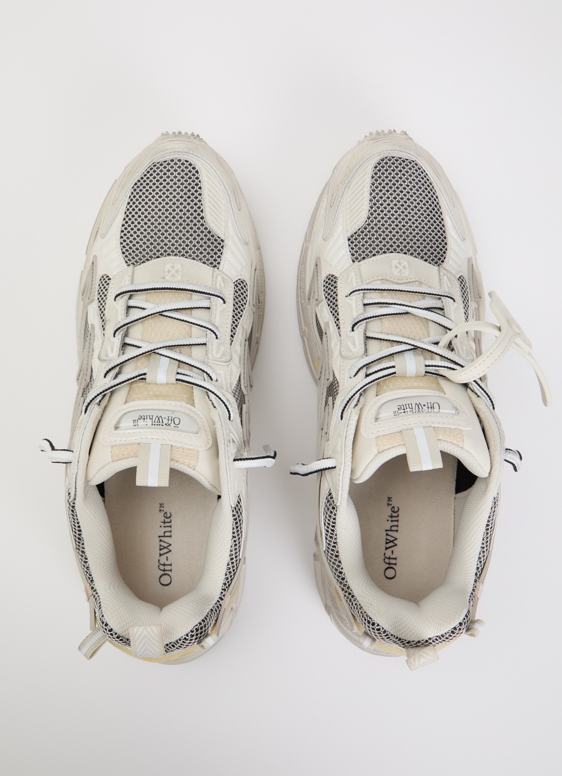 Off-White Ow Be Right Back Worn Out sneaker met mesh details - detail 4 beige