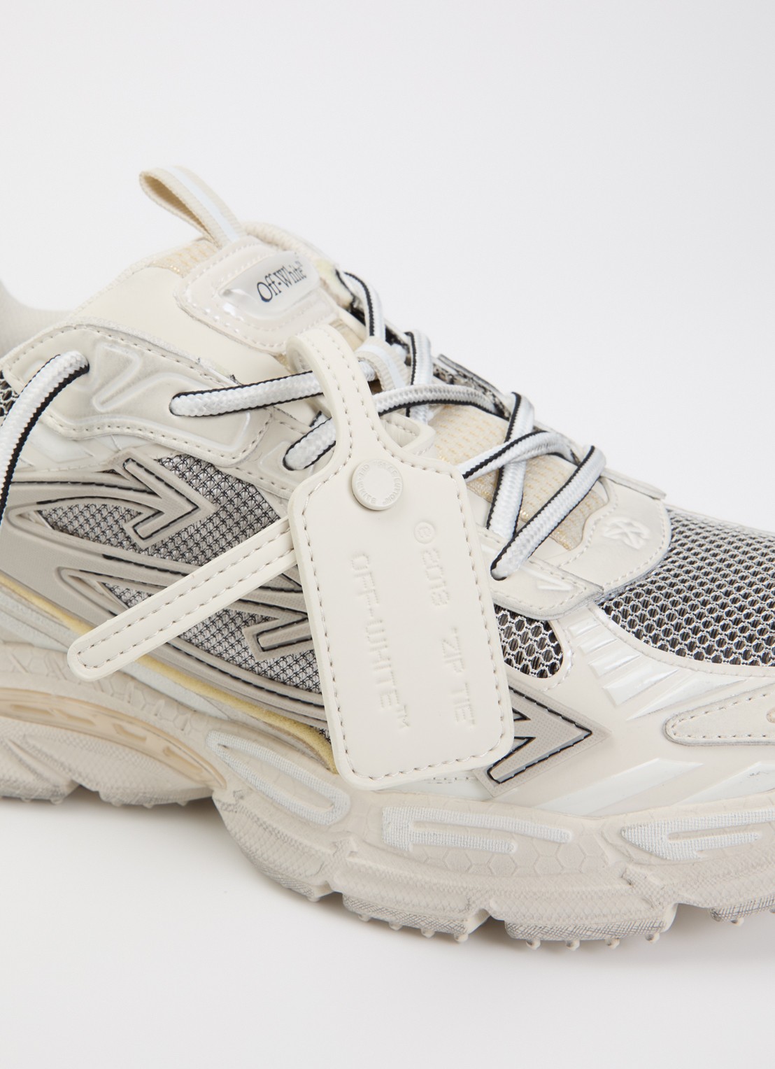 Off-White Ow Be Right Back Worn Out sneaker met mesh details - detail 6 beige