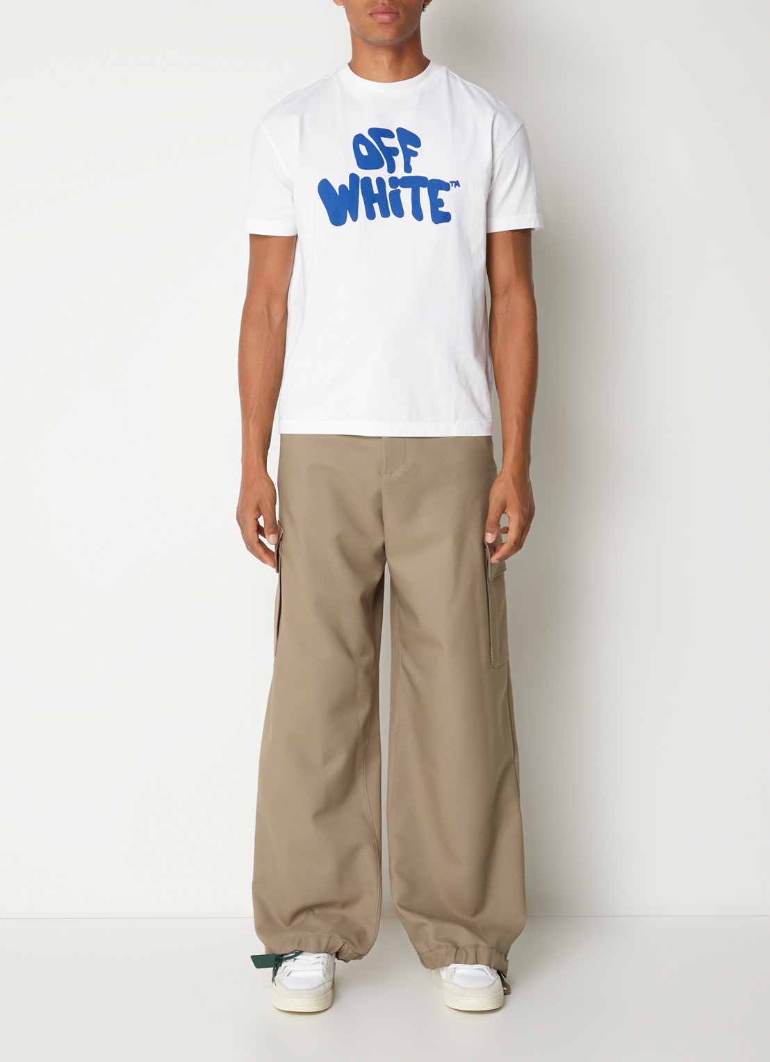 Off-White Ow Emb Drill wide fit cargobroek met klepzakken - voorkant 6 beige