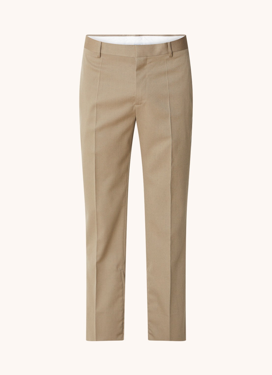 Off-White Ow straight fit pantalon van wol met ritsdetail - voorkant 5 donkerbeige